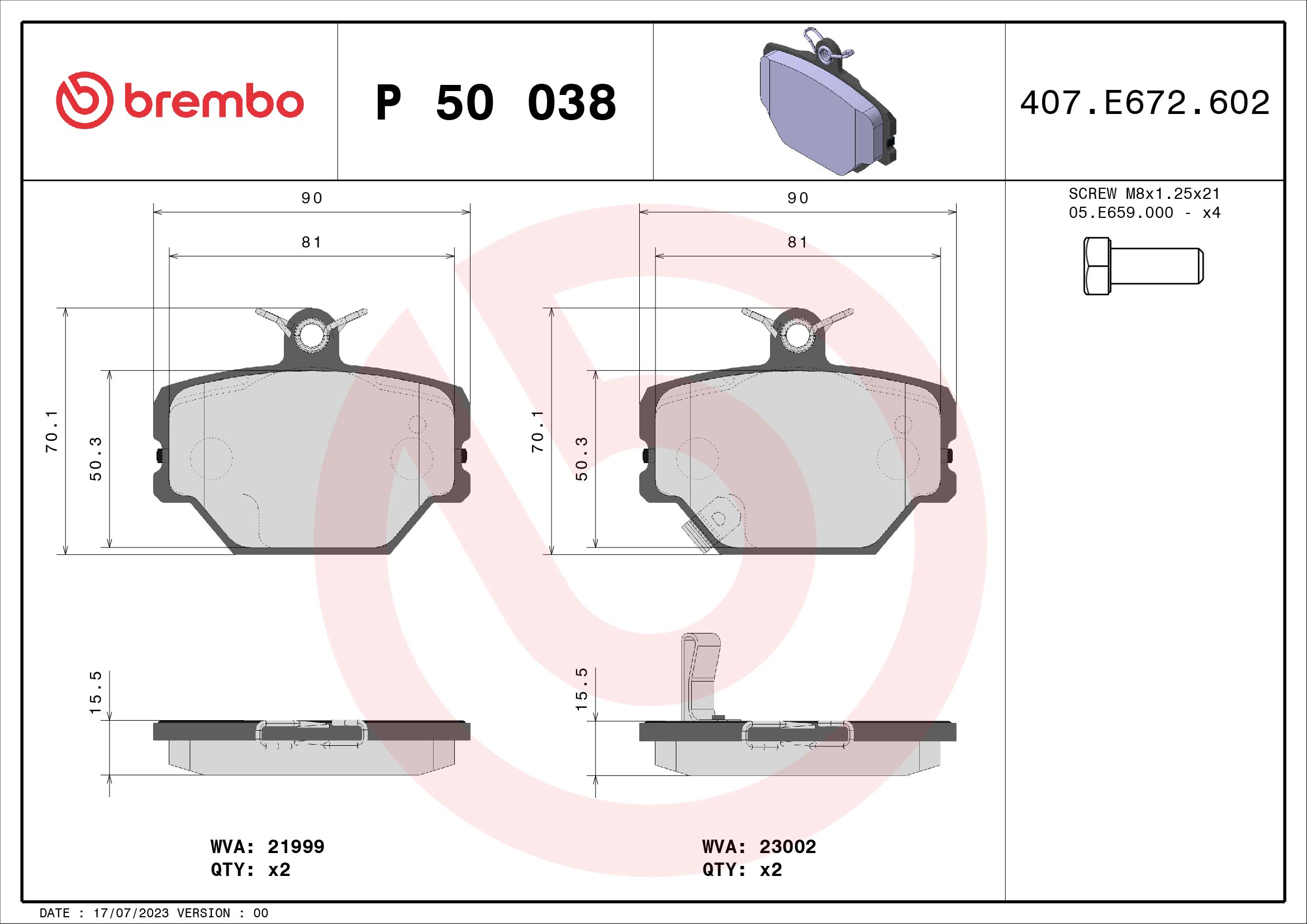 Placute frana BREMBO P 50 038