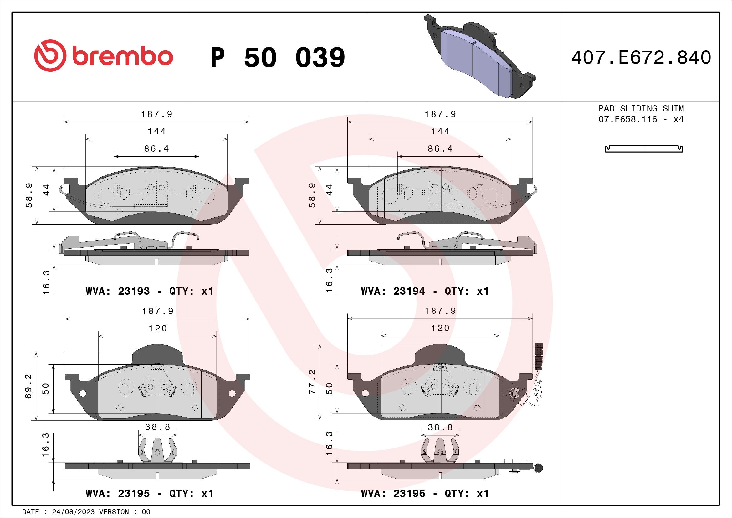 Placute frana BREMBO P 50 039