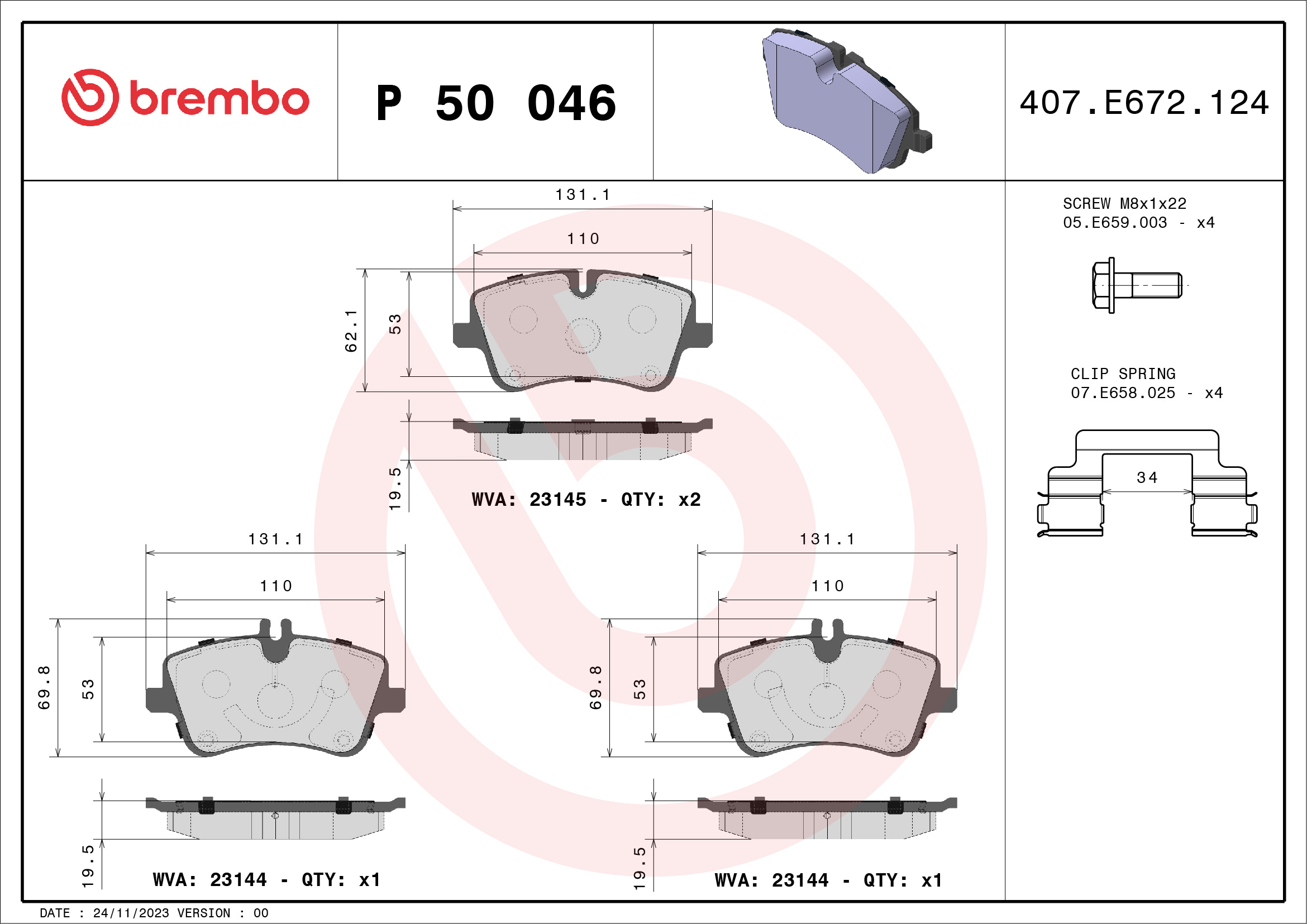 Placute frana BREMBO P 50 046