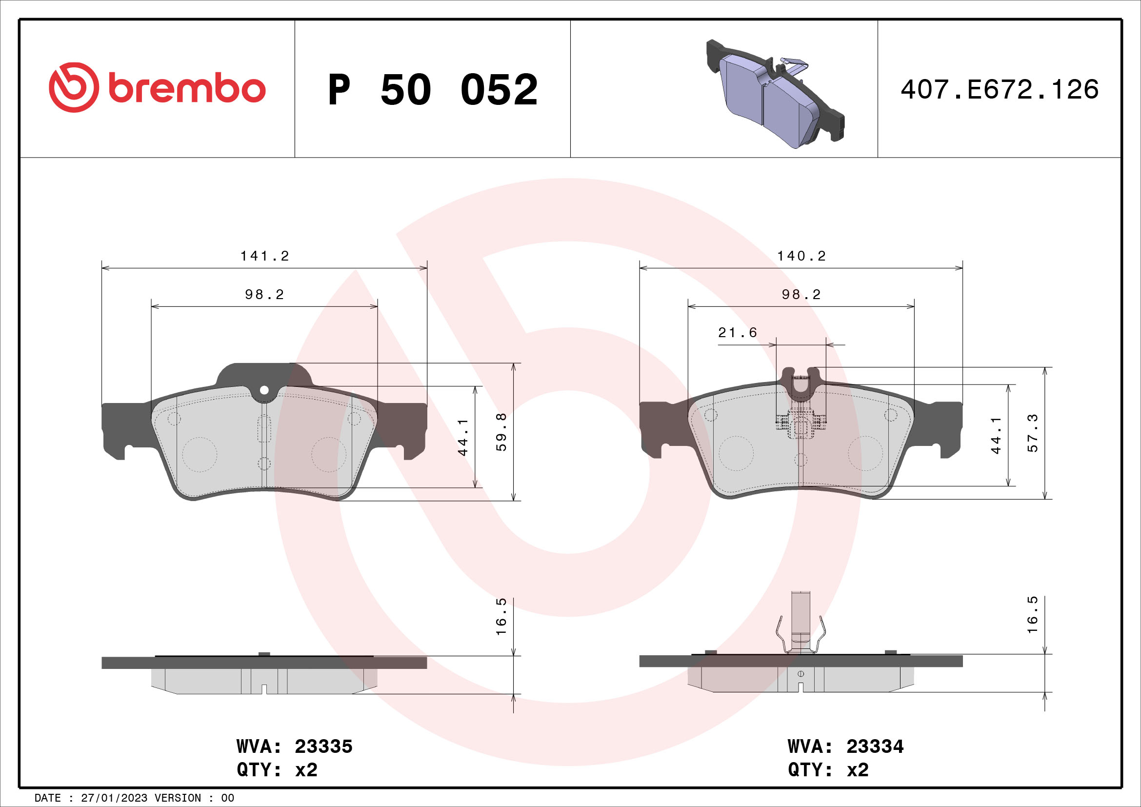 Placute frana BREMBO P 50 052