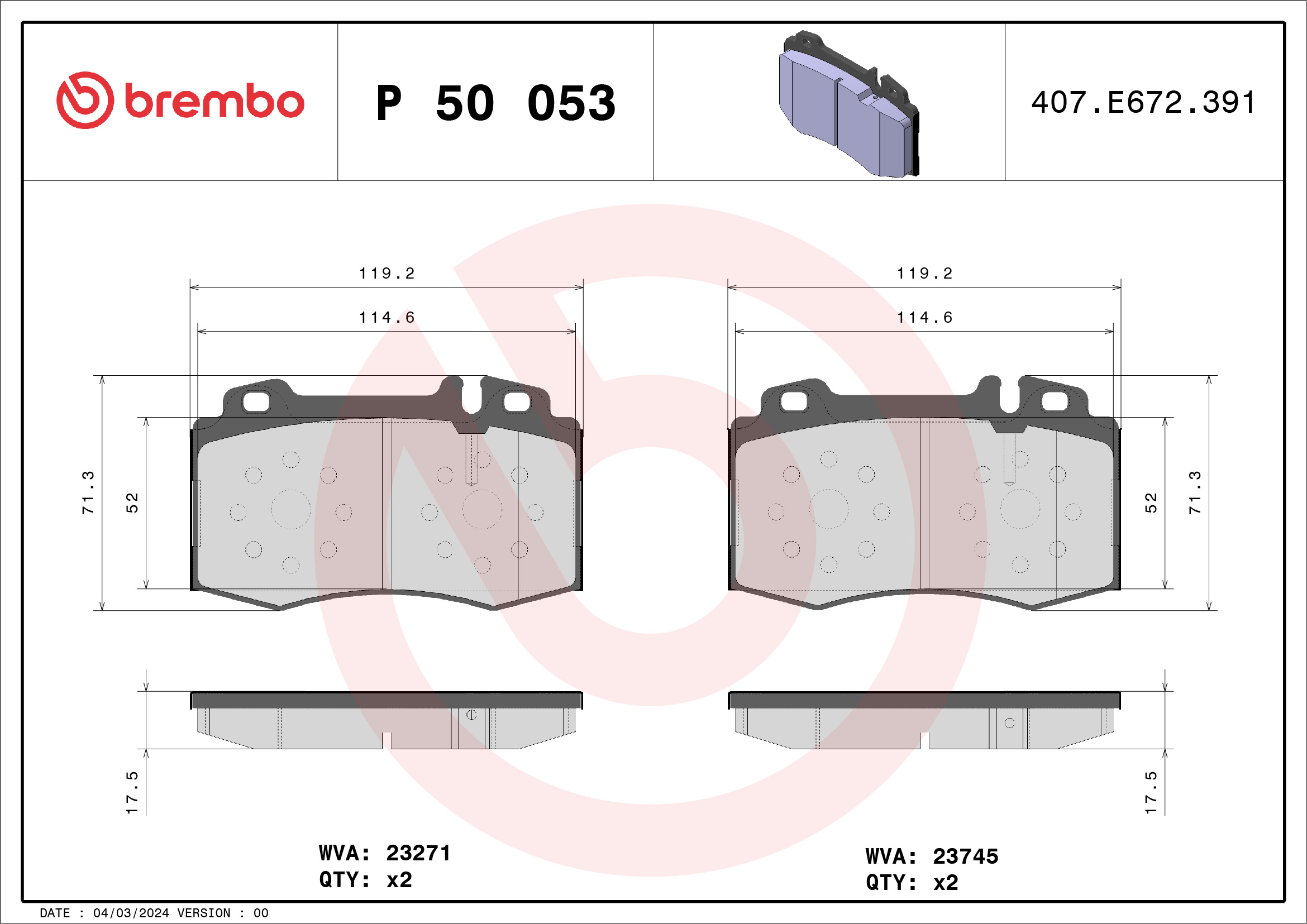 Placute frana BREMBO P 50 053