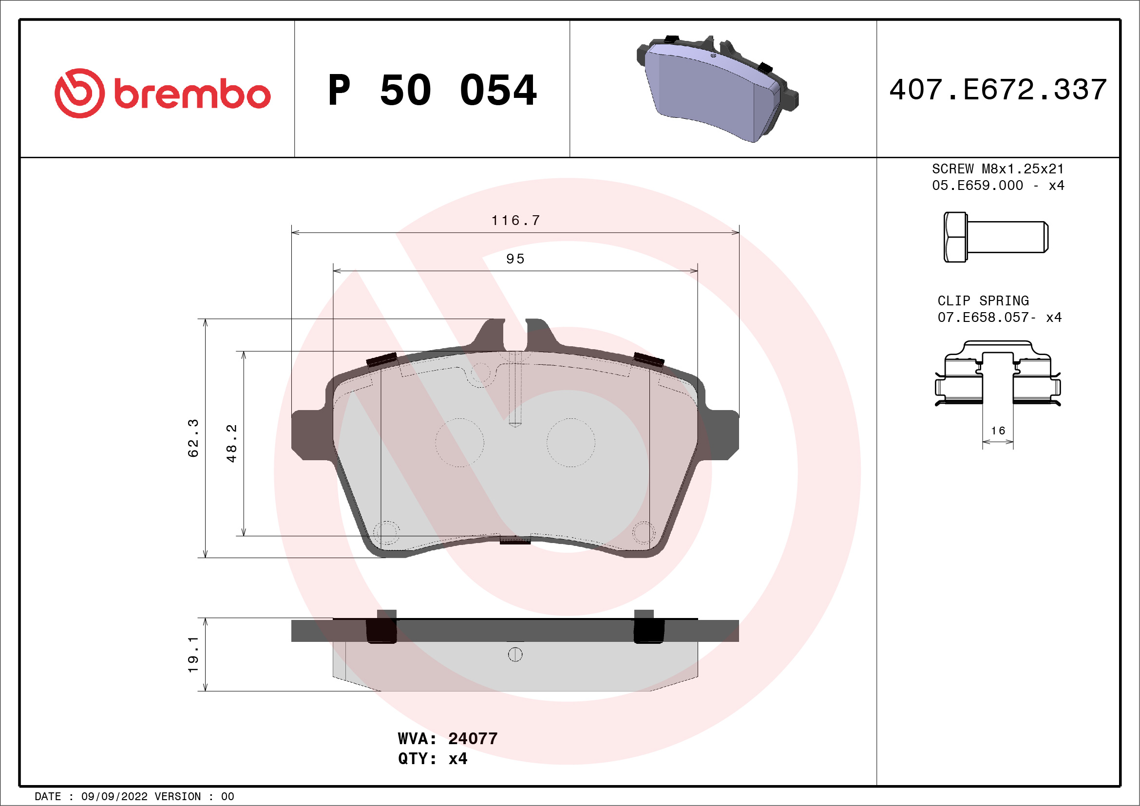 Placute frana BREMBO P 50 054
