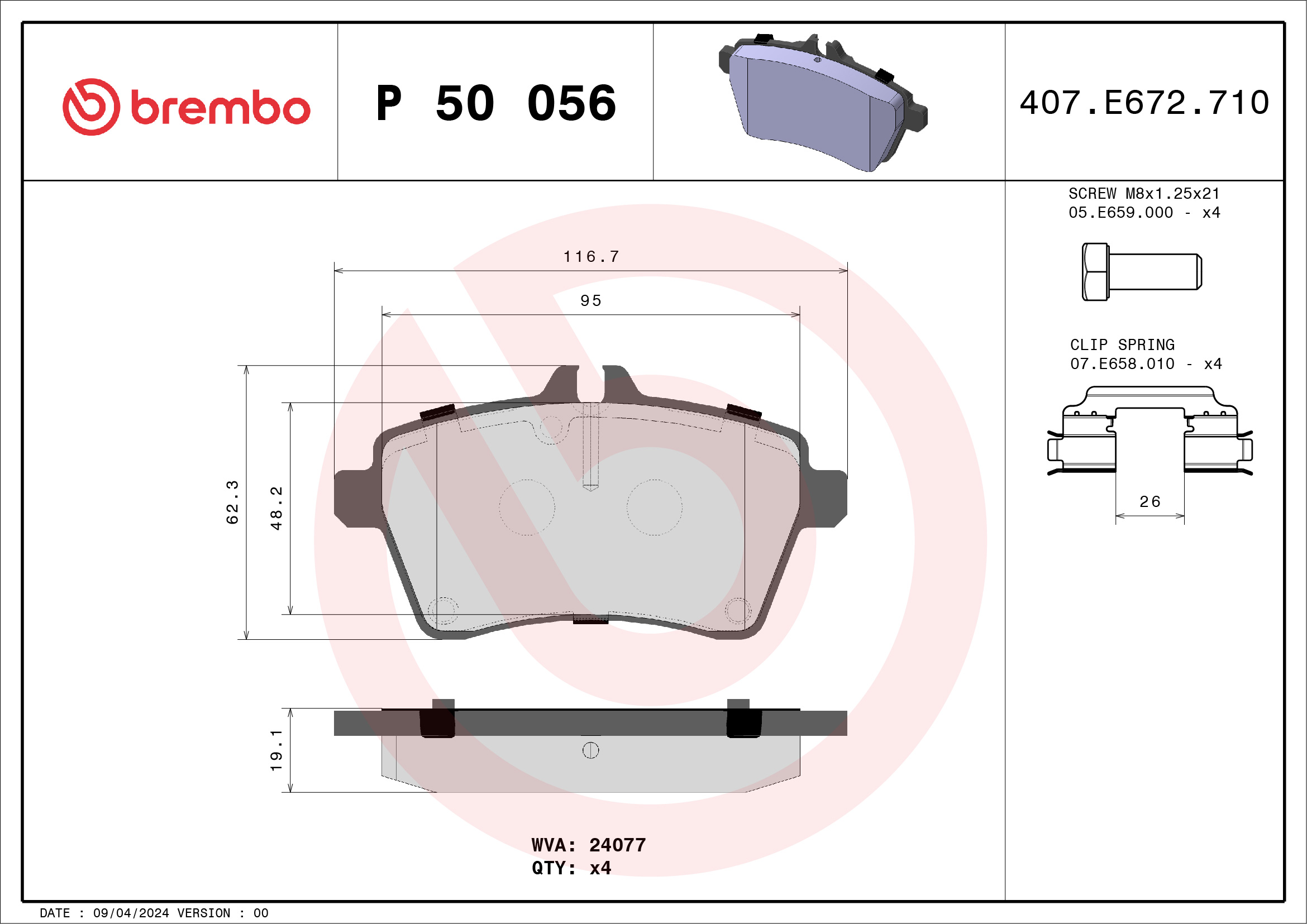Placute frana BREMBO P 50 056