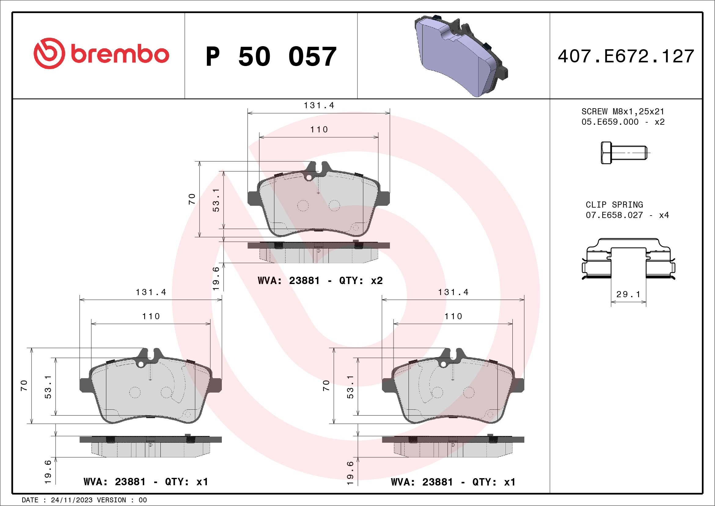 Placute frana BREMBO P 50 057