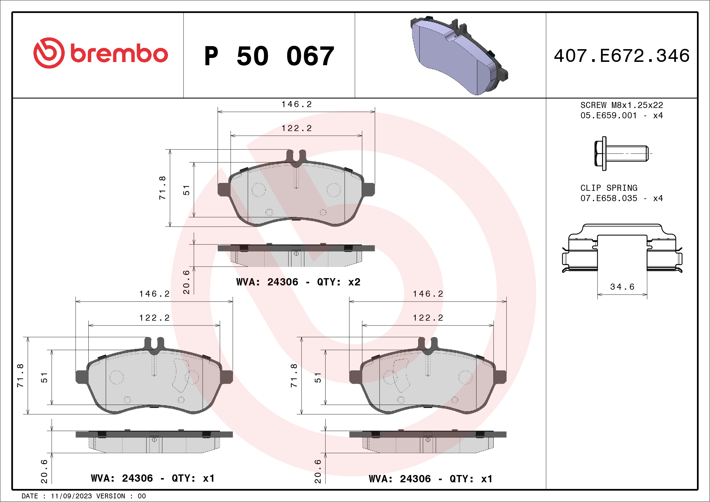 Placute frana BREMBO P 50 067