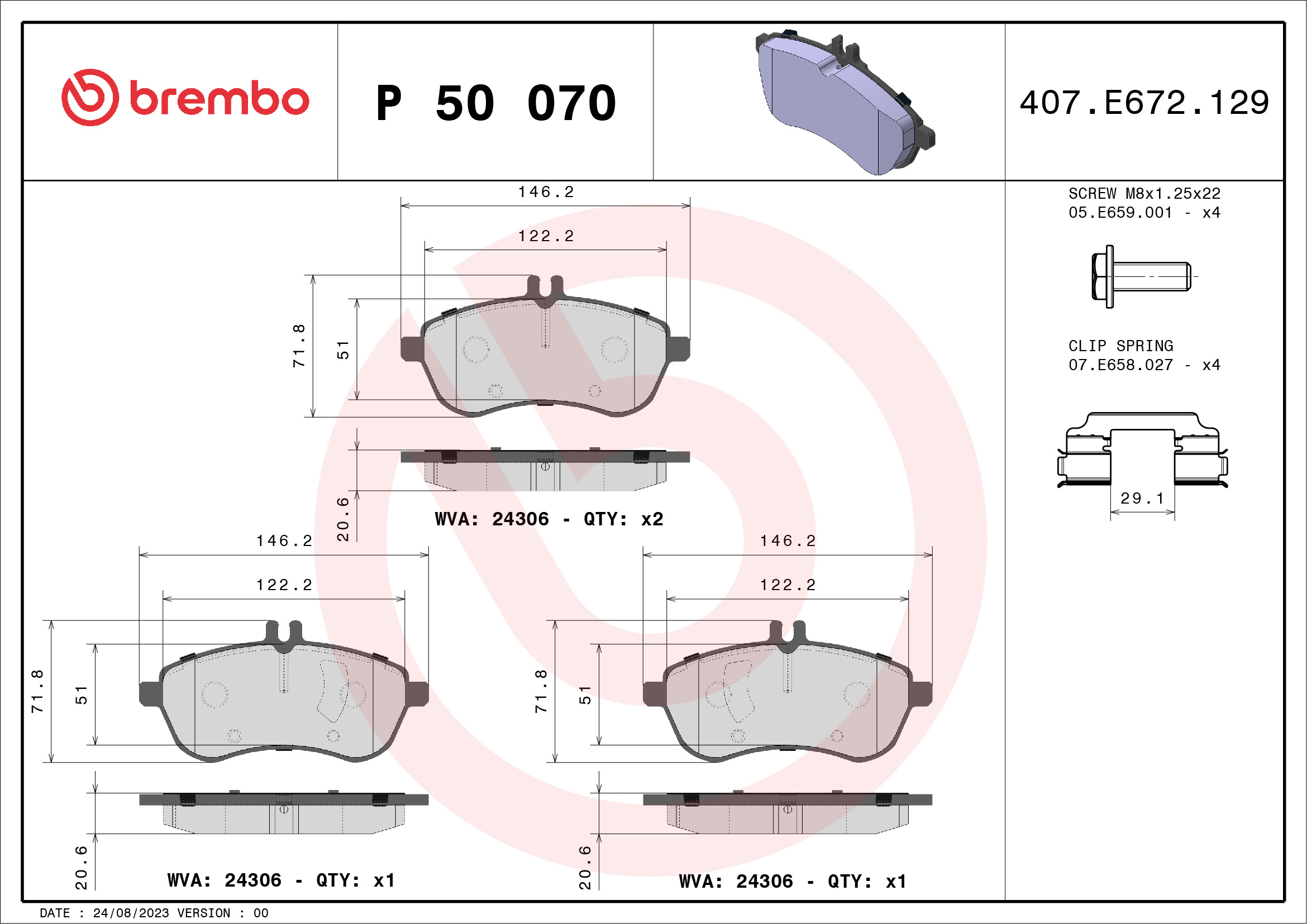Placute frana BREMBO P 50 070