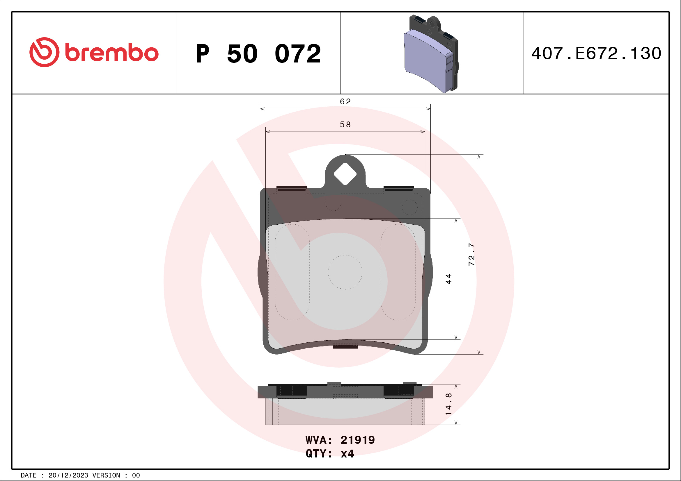 Placute frana BREMBO P 50 072