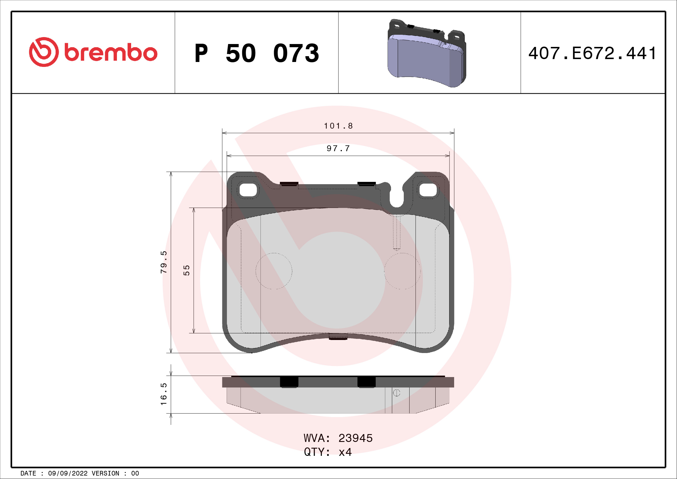 Placute frana BREMBO P 50 073