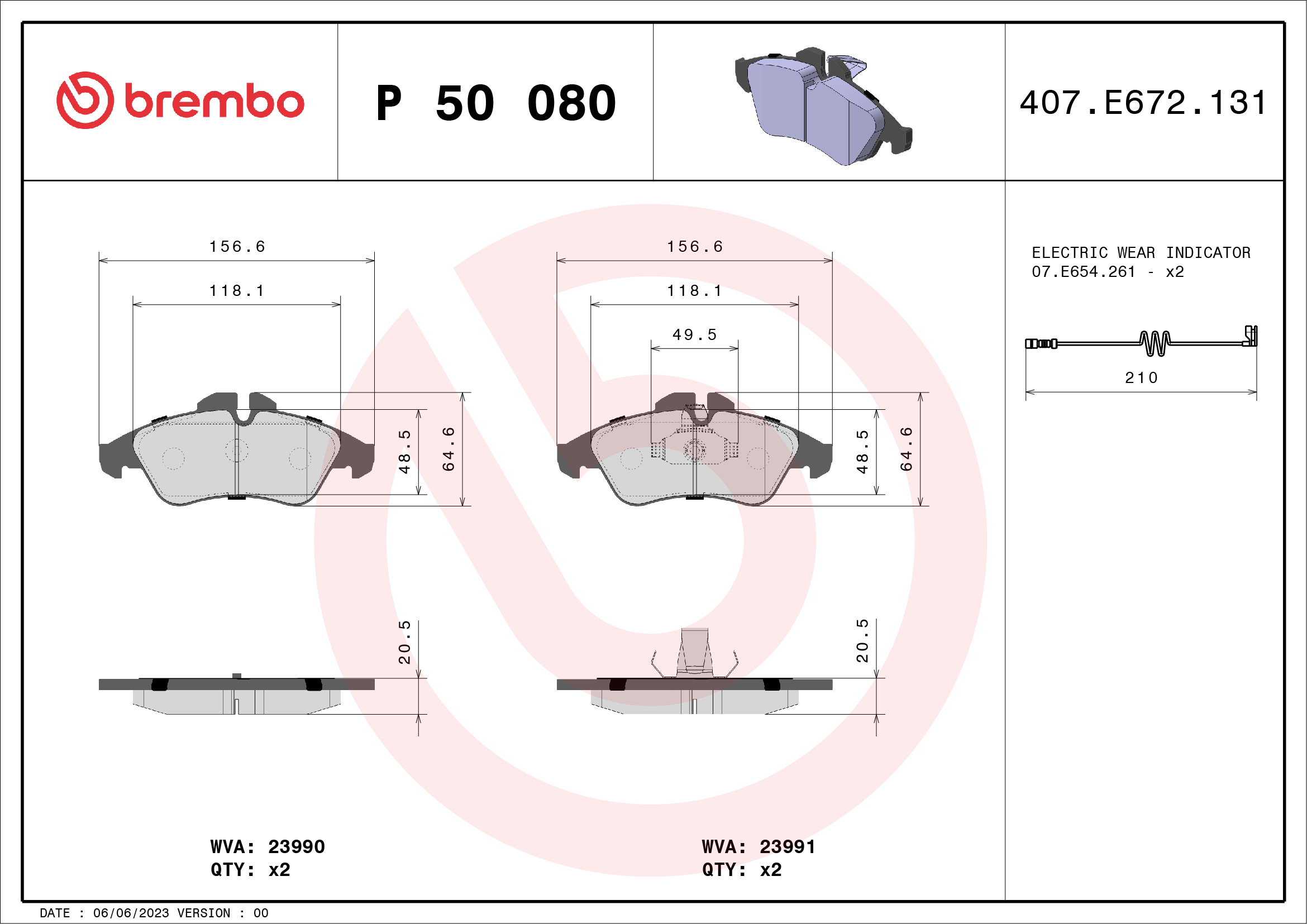 Placute frana BREMBO P 50 080