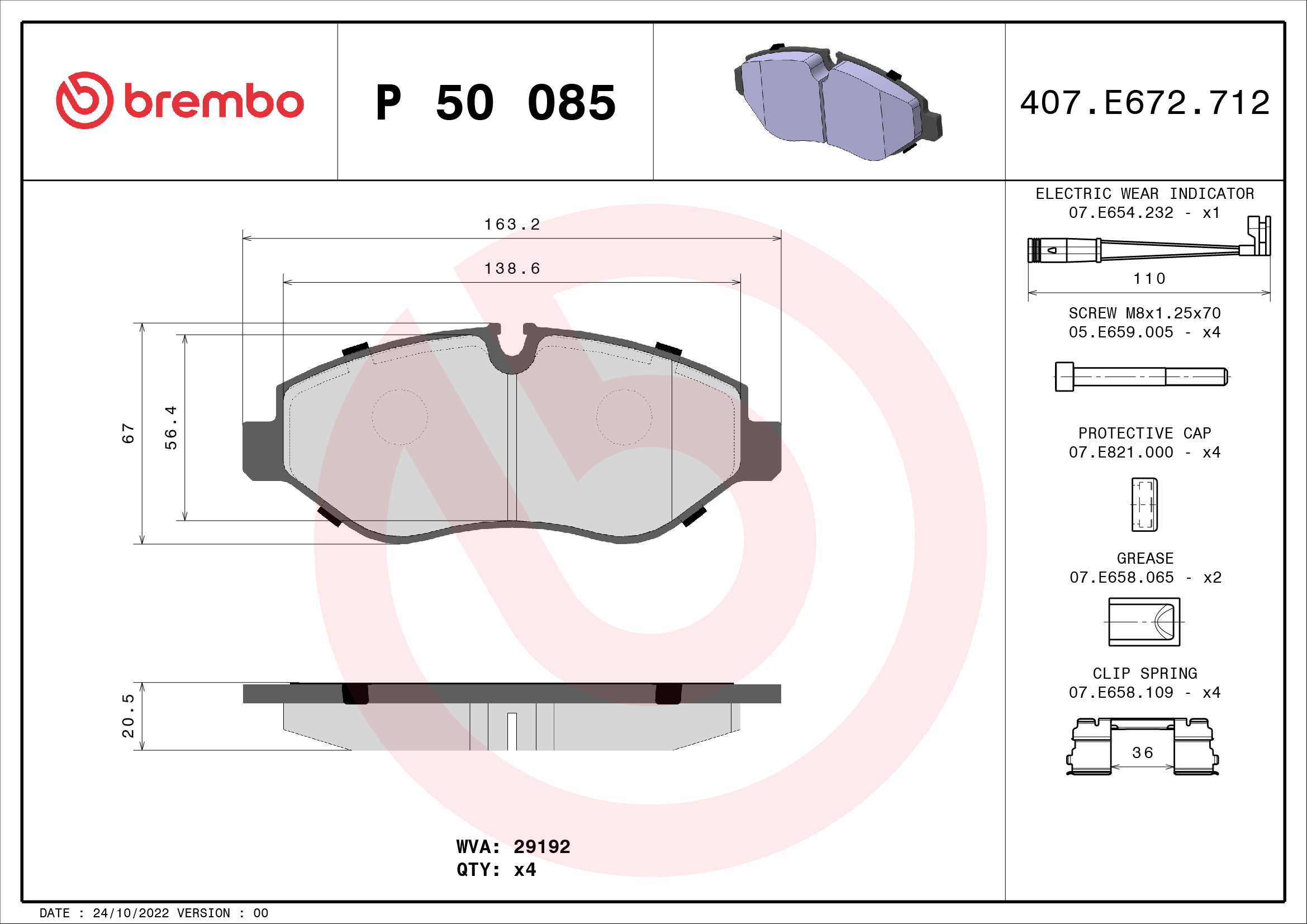 Placute frana BREMBO P 50 085