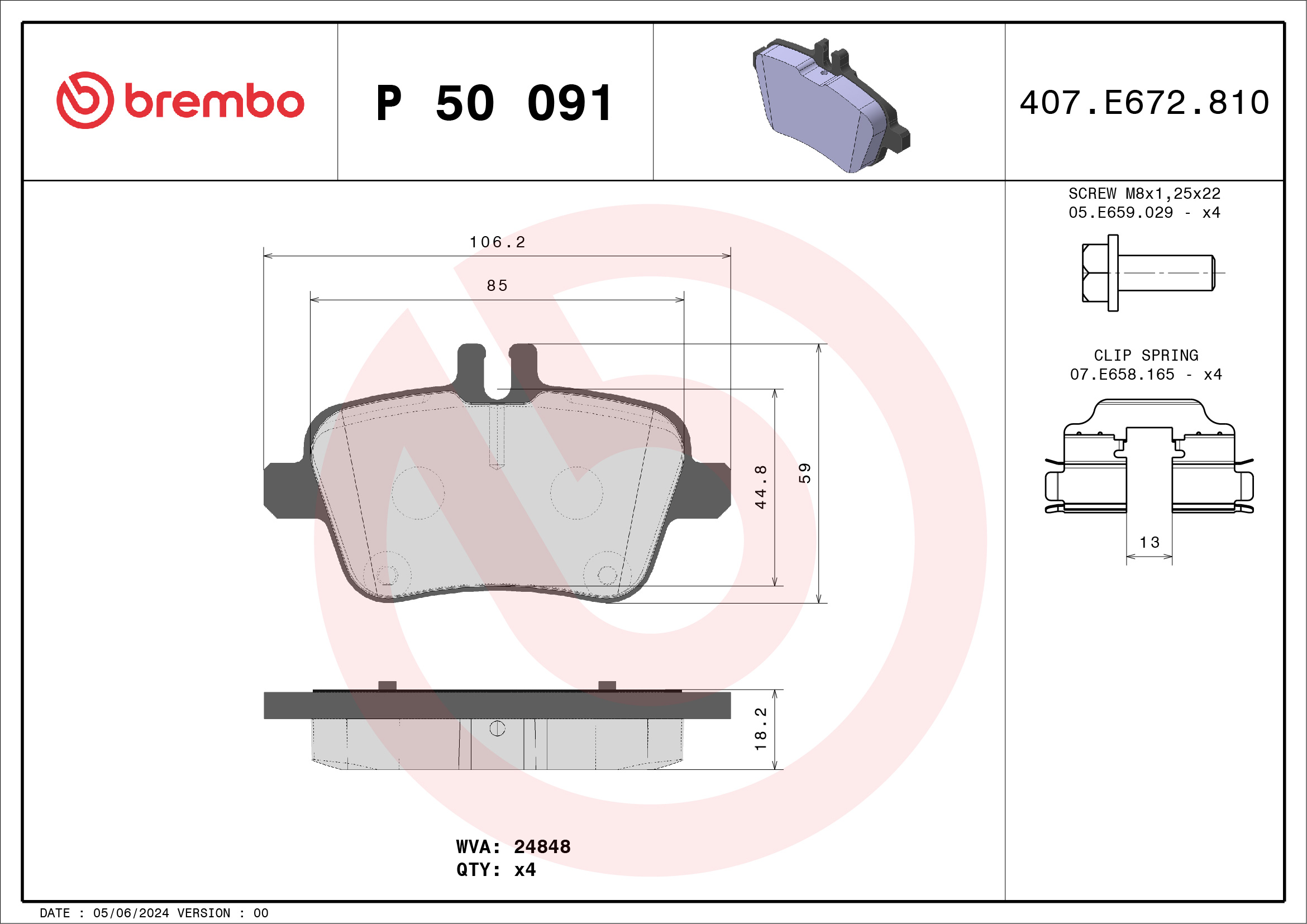 Placute frana BREMBO P 50 091
