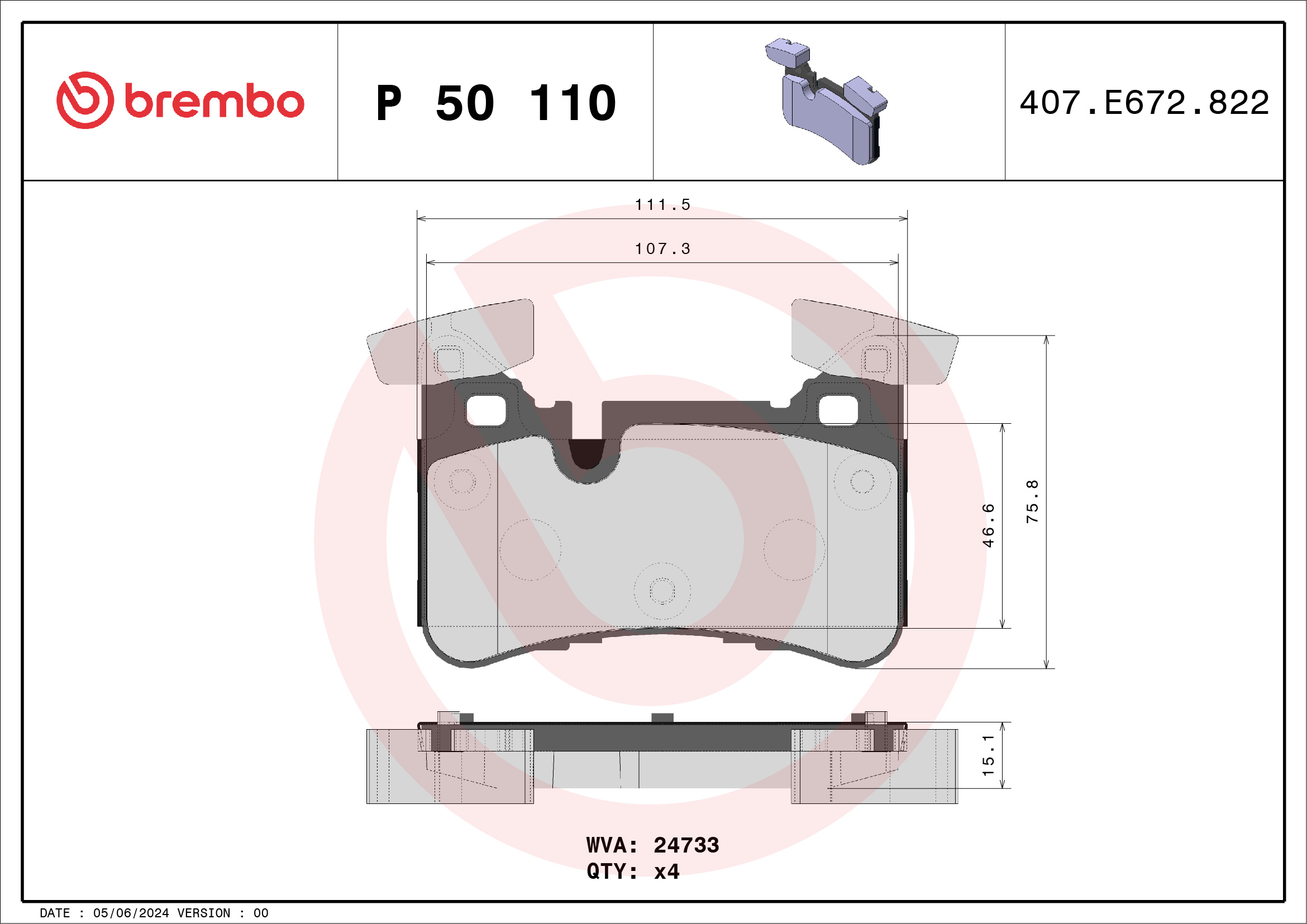 Placute frana BREMBO P 50 110