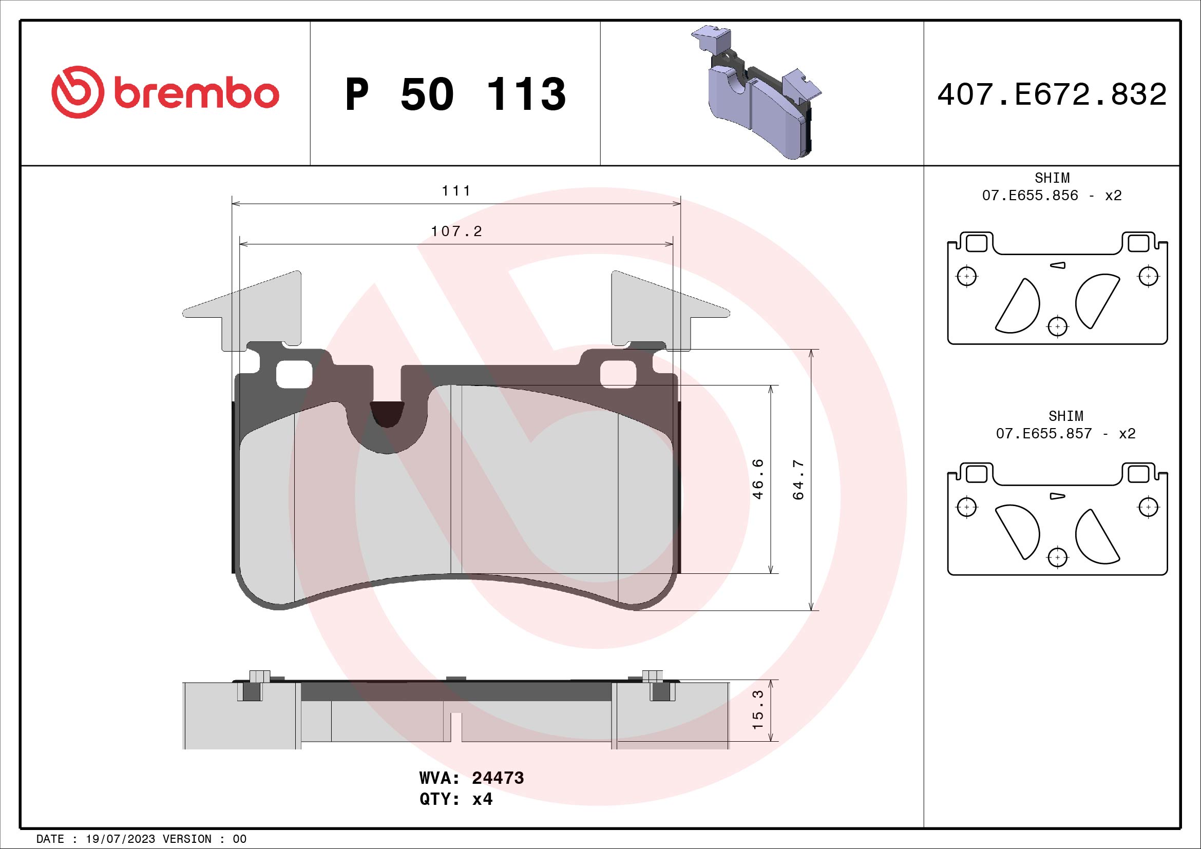 Placute frana BREMBO P 50 113