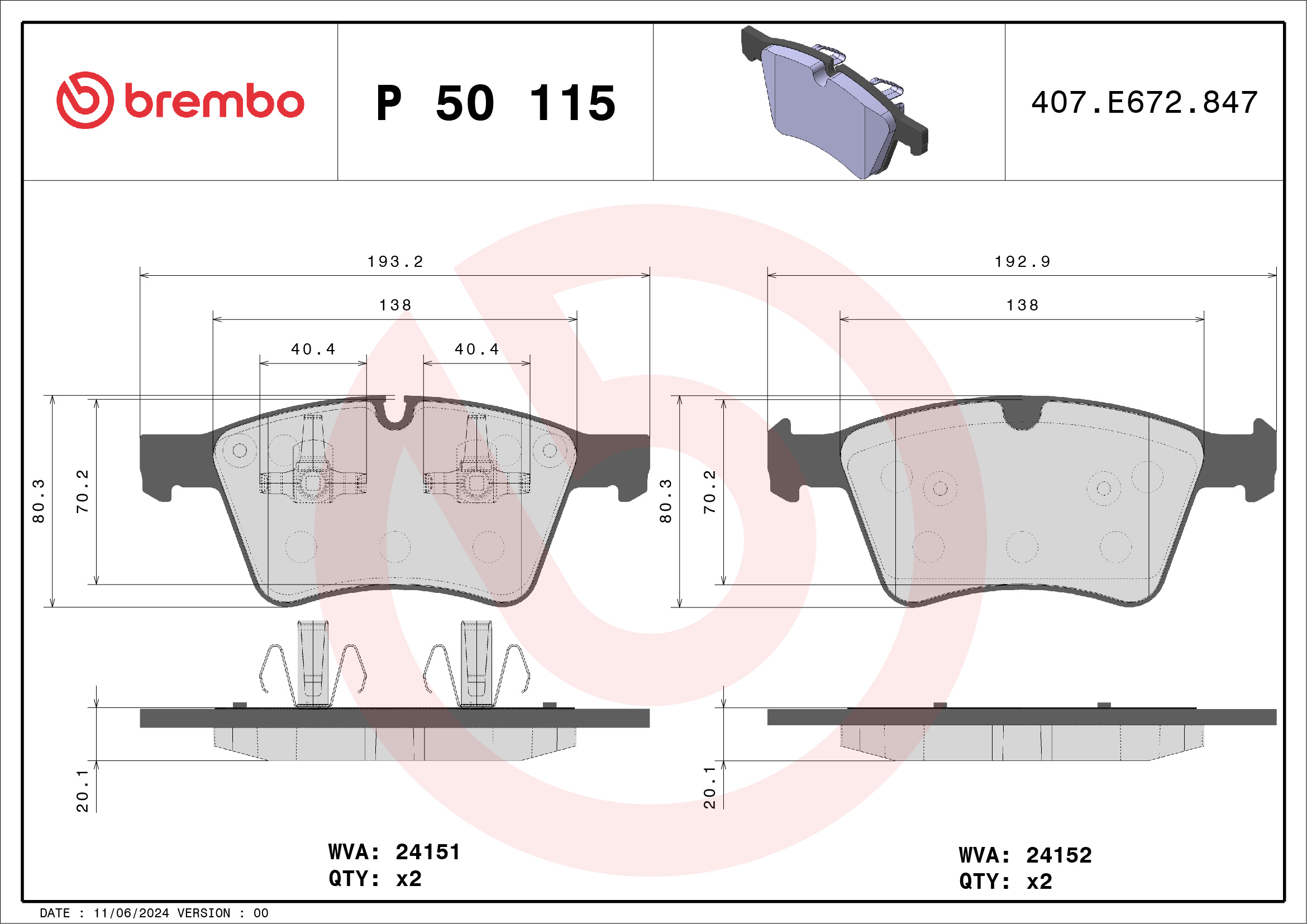 Placute frana BREMBO P 50 115