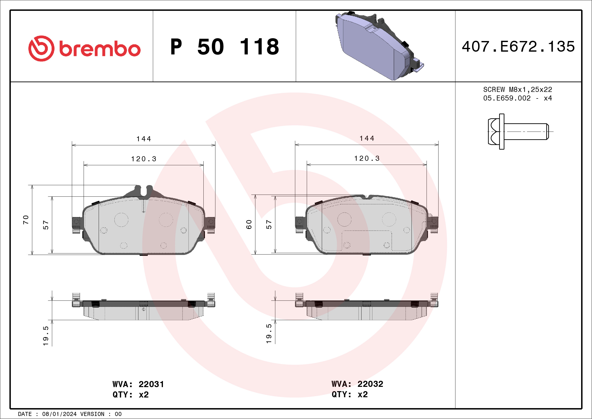 Placute frana BREMBO P 50 118