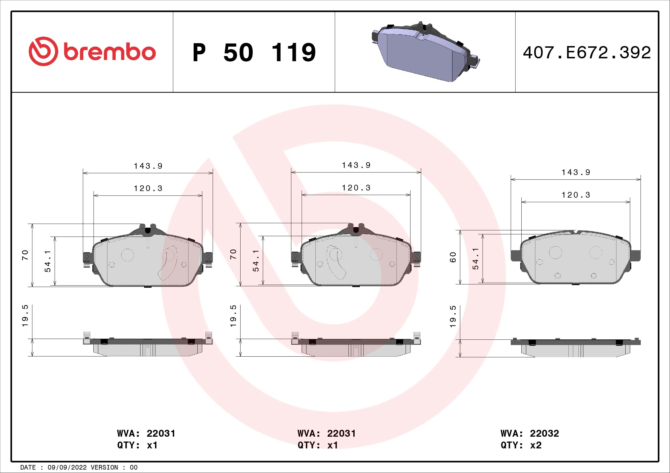 Placute frana BREMBO P 50 119