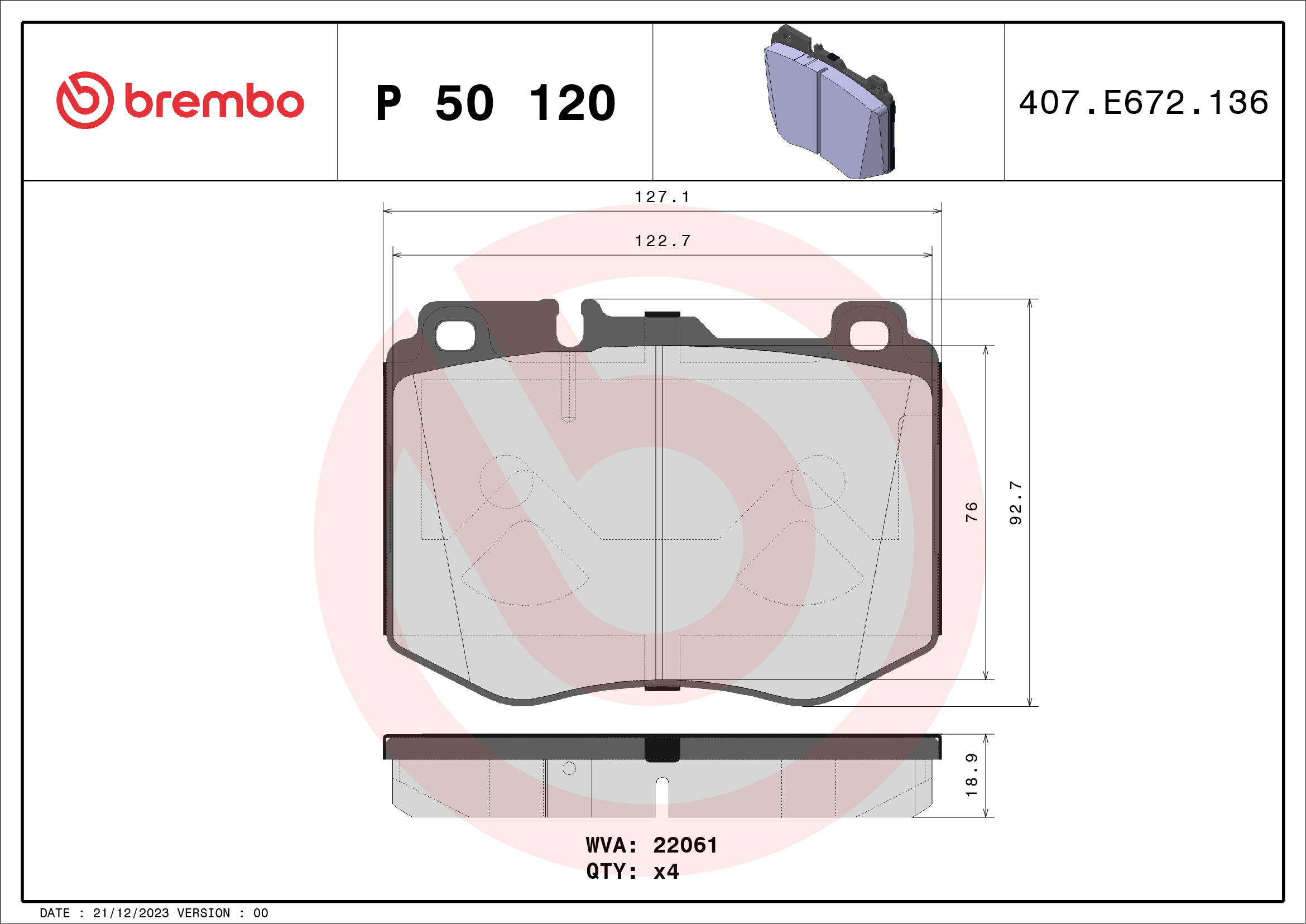 Placute frana BREMBO P 50 120