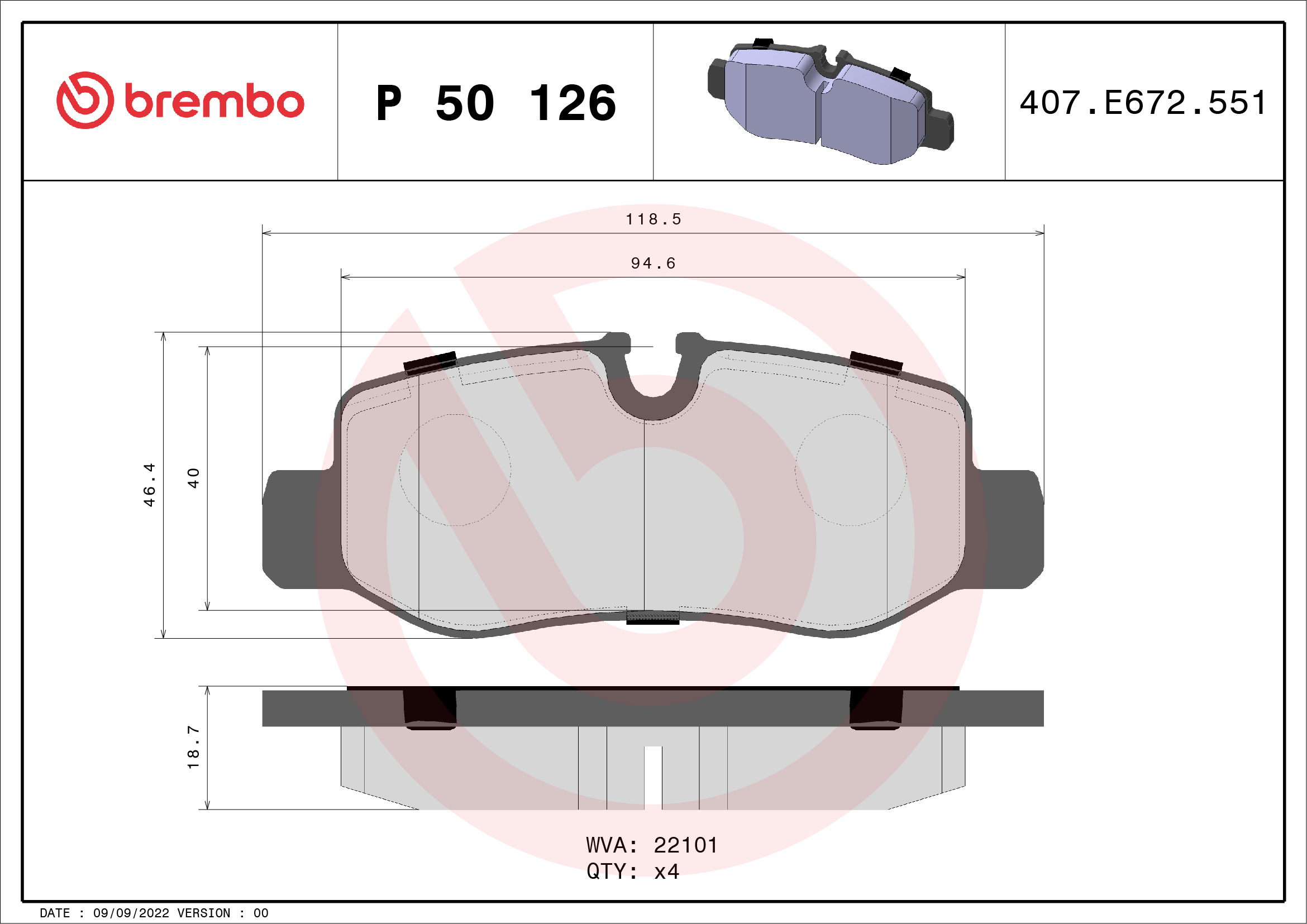 Placute frana BREMBO P 50 126