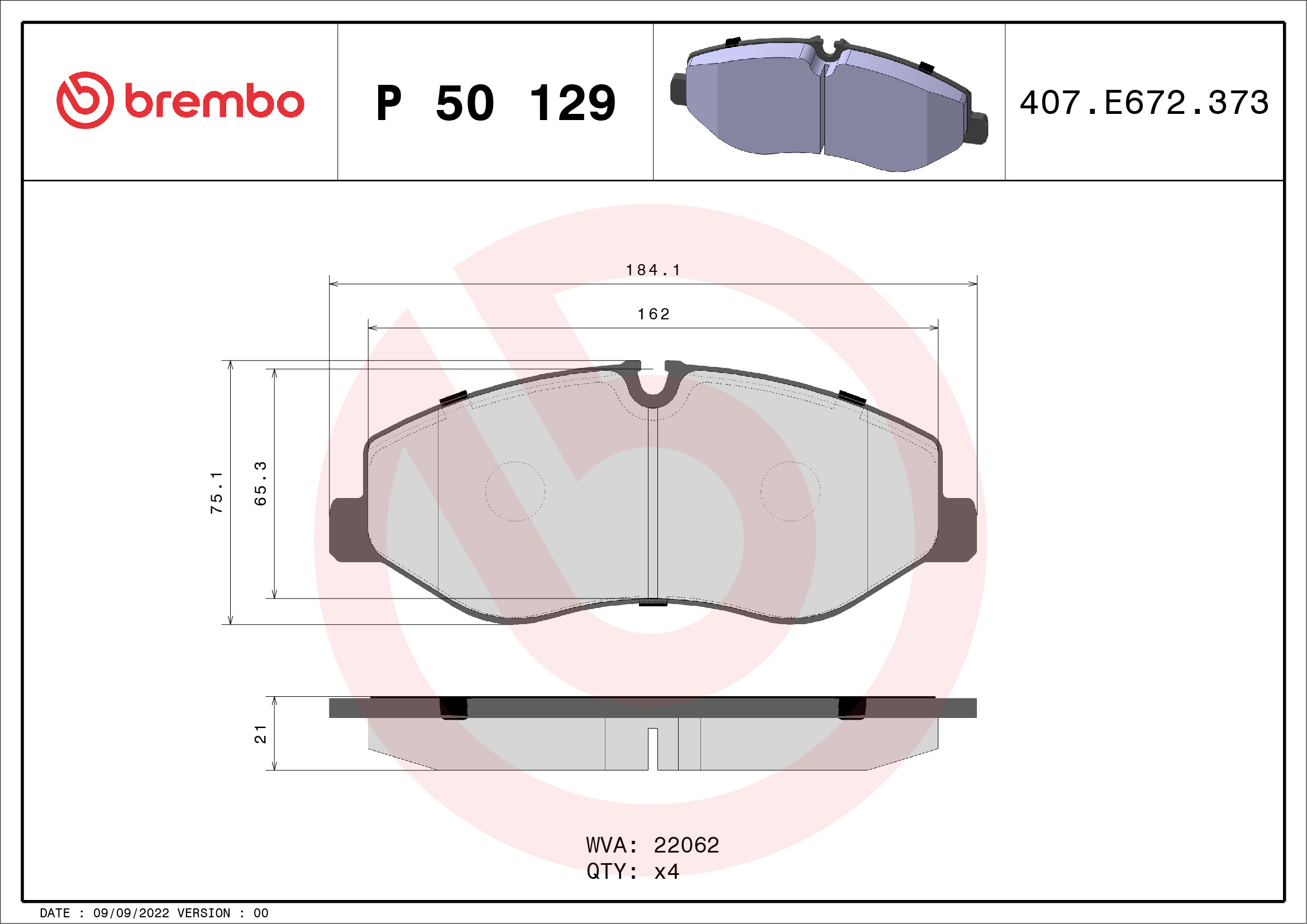 Placute frana BREMBO P 50 129