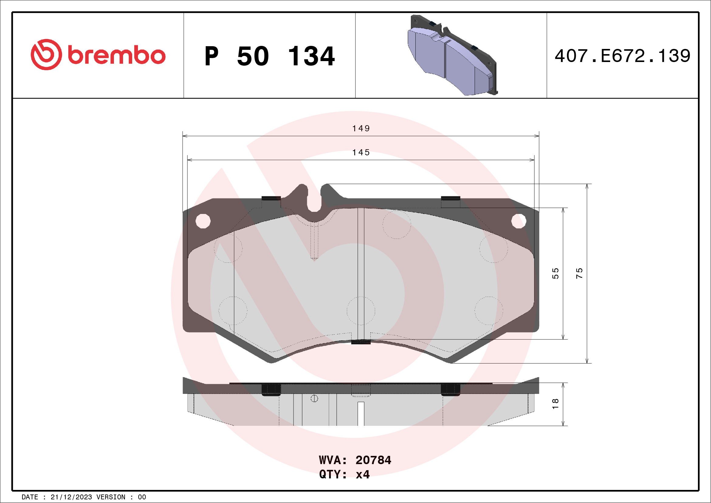 Placute frana BREMBO P 50 134