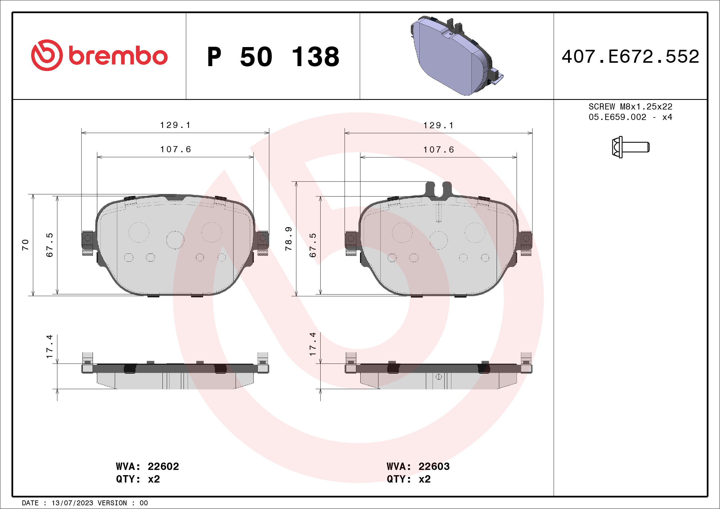 Placute frana BREMBO P 50 138