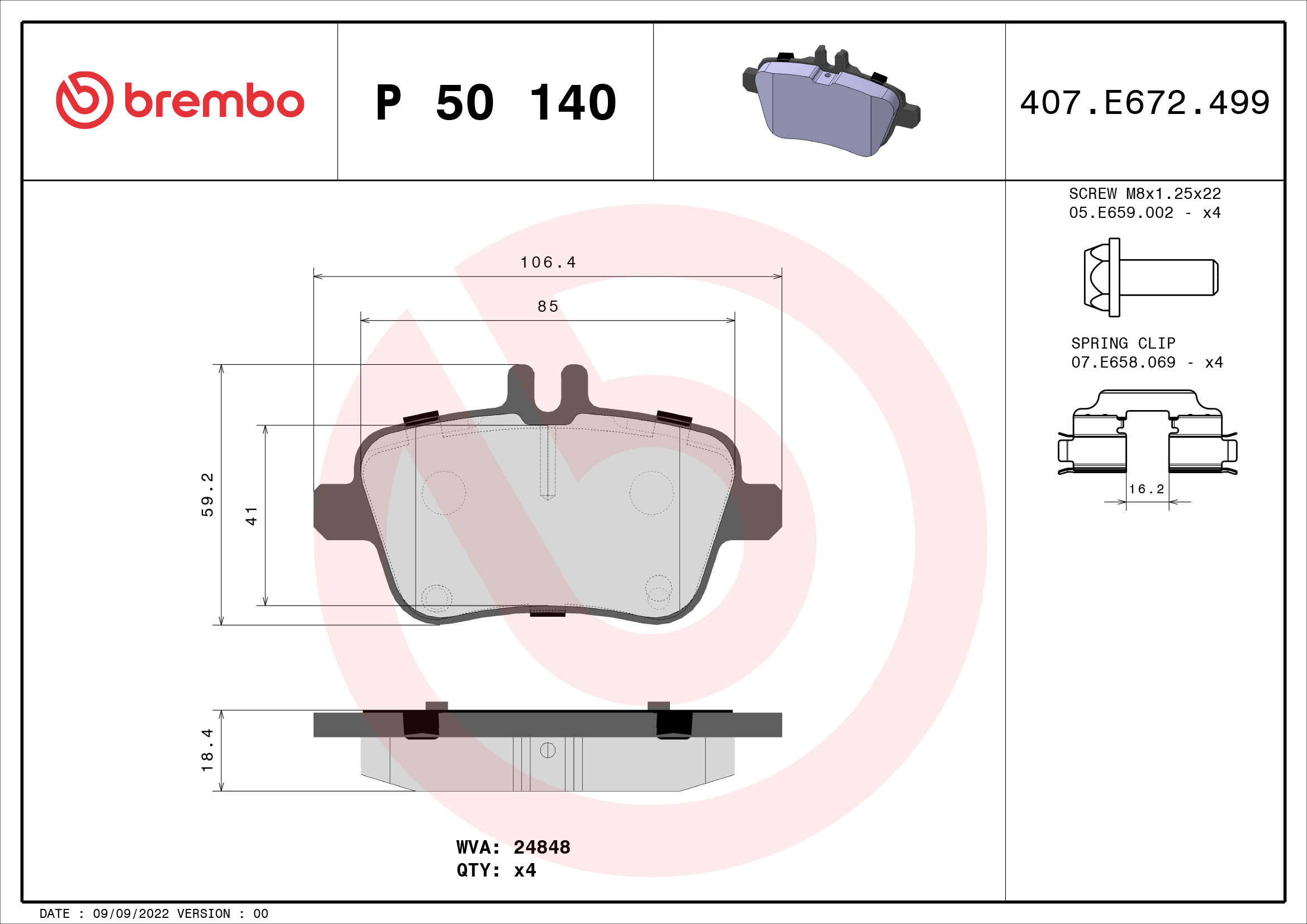 Placute frana BREMBO P 50 140