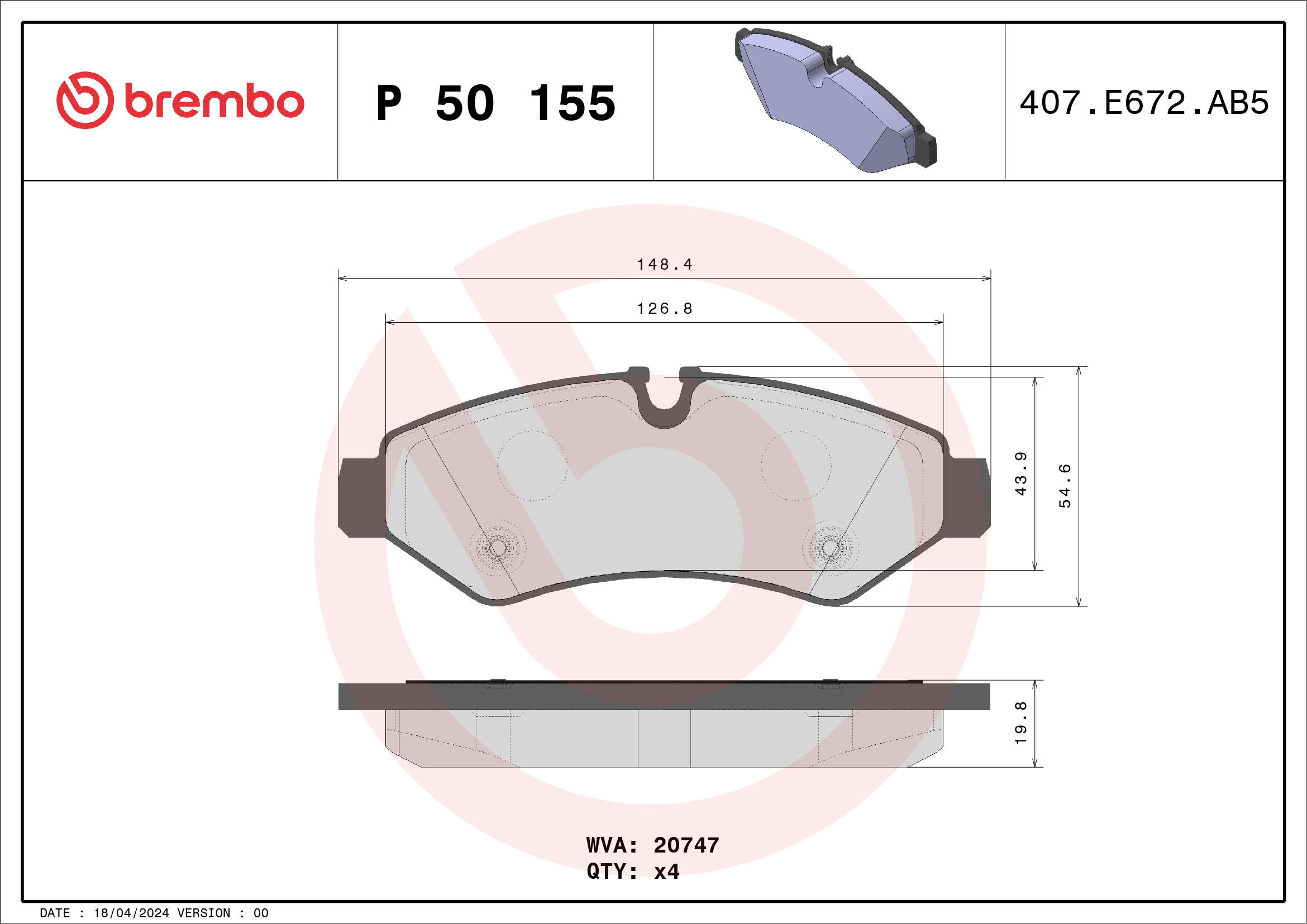 Placute frana BREMBO P 50 155