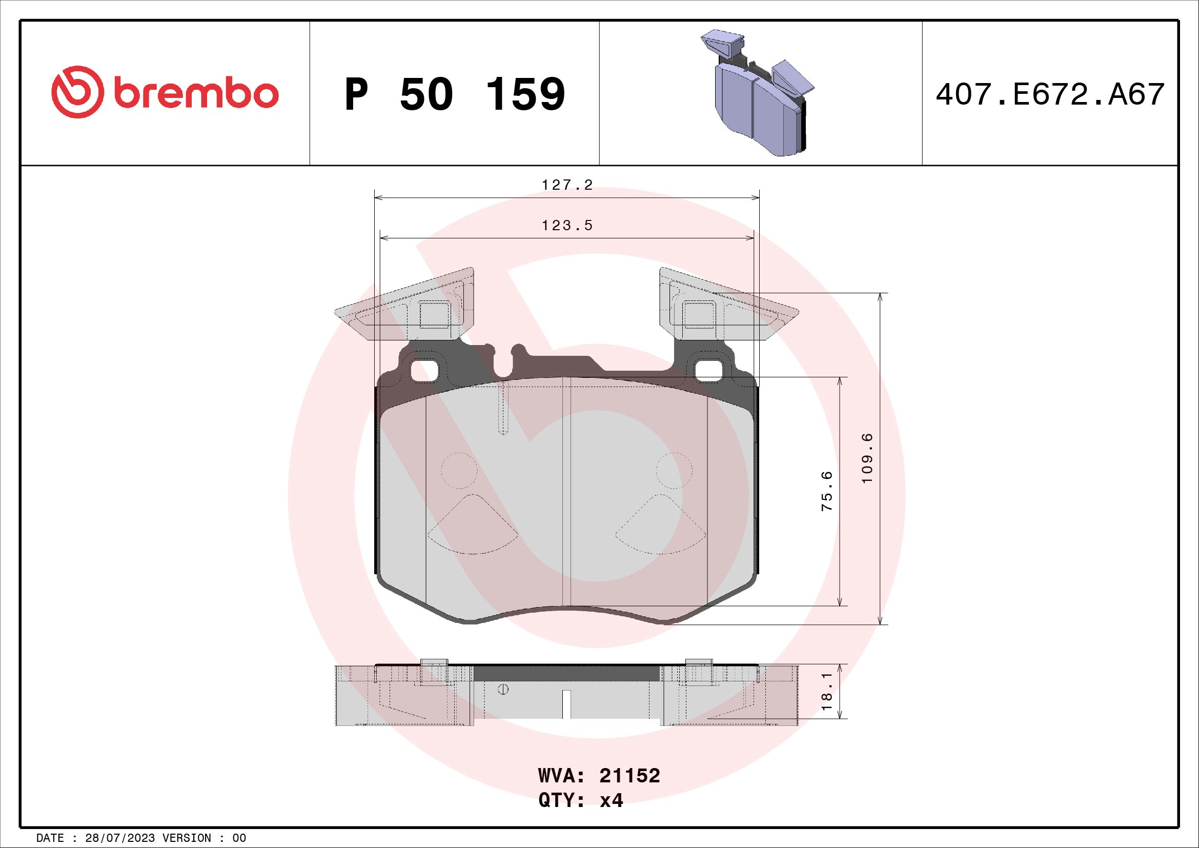 Placute frana BREMBO P 50 159