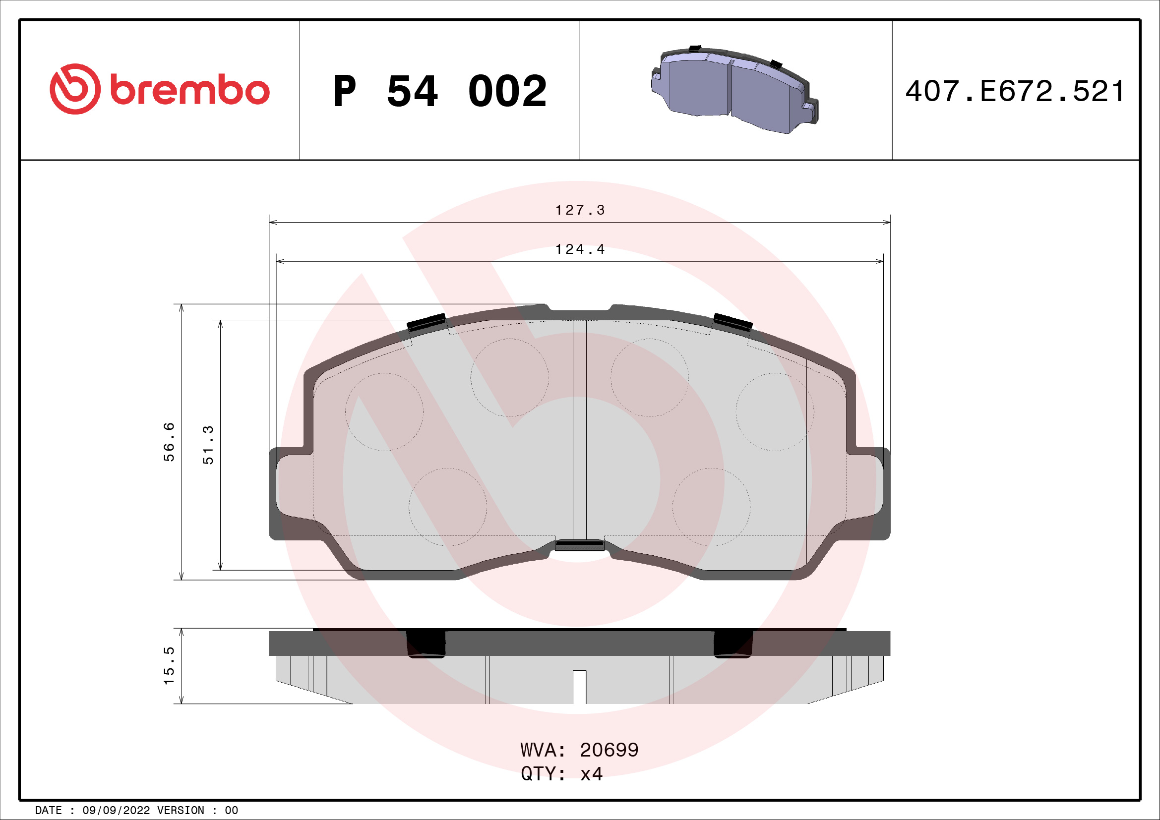 Placute frana BREMBO P 54 002
