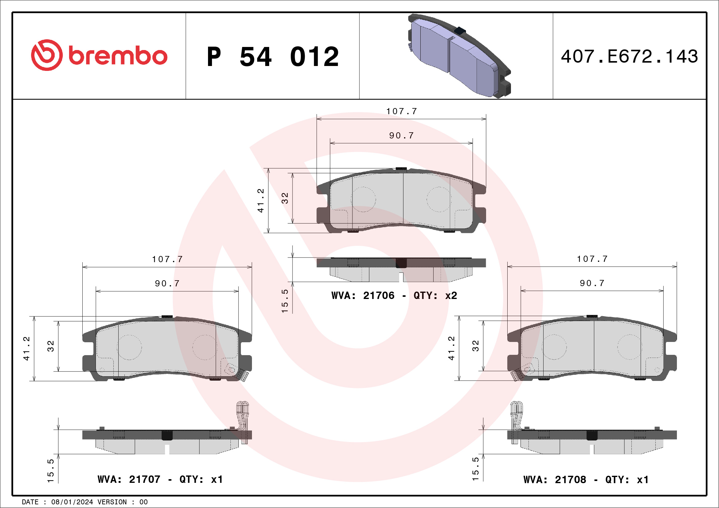 Placute frana BREMBO P 54 012