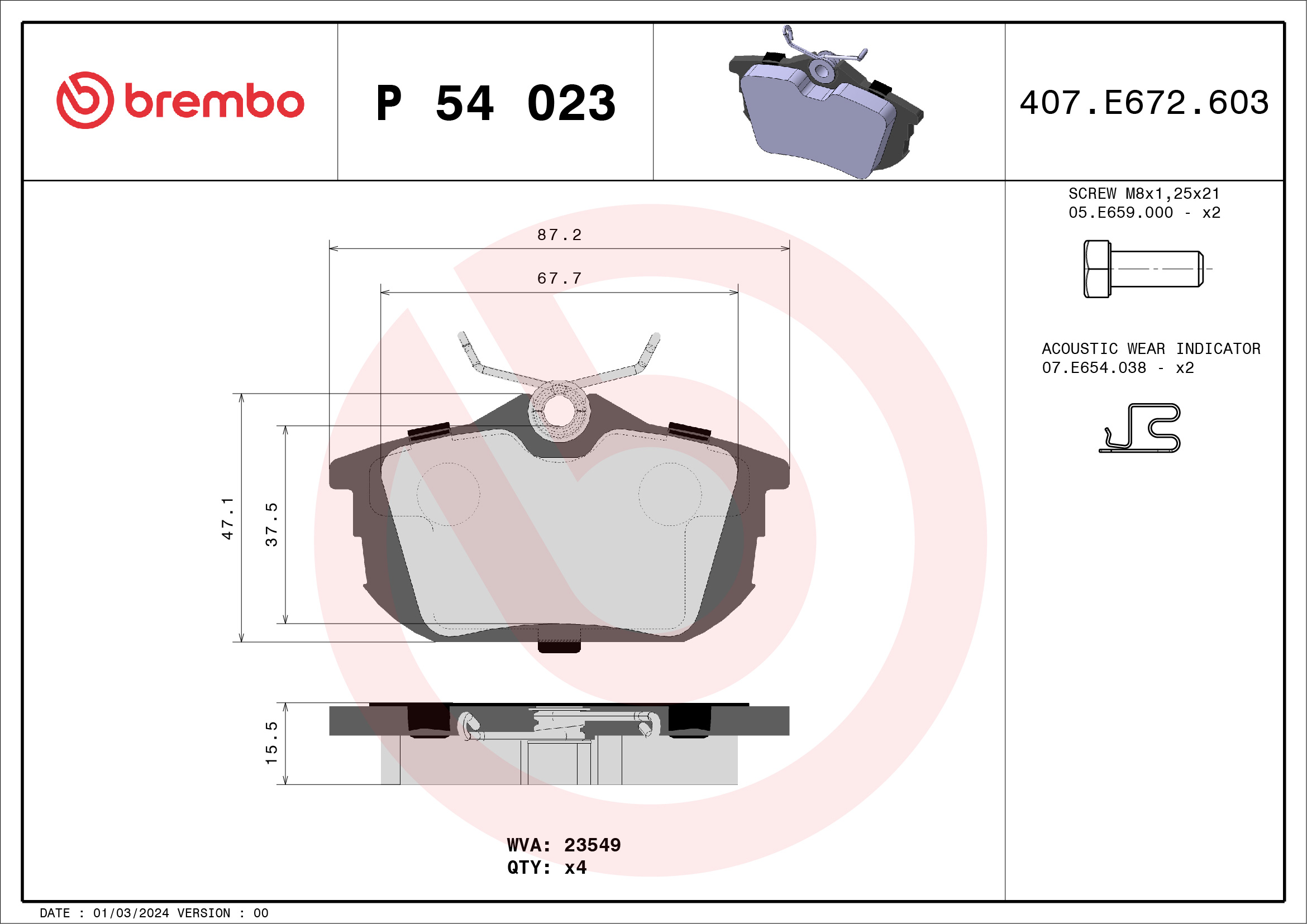 Placute frana BREMBO P 54 023