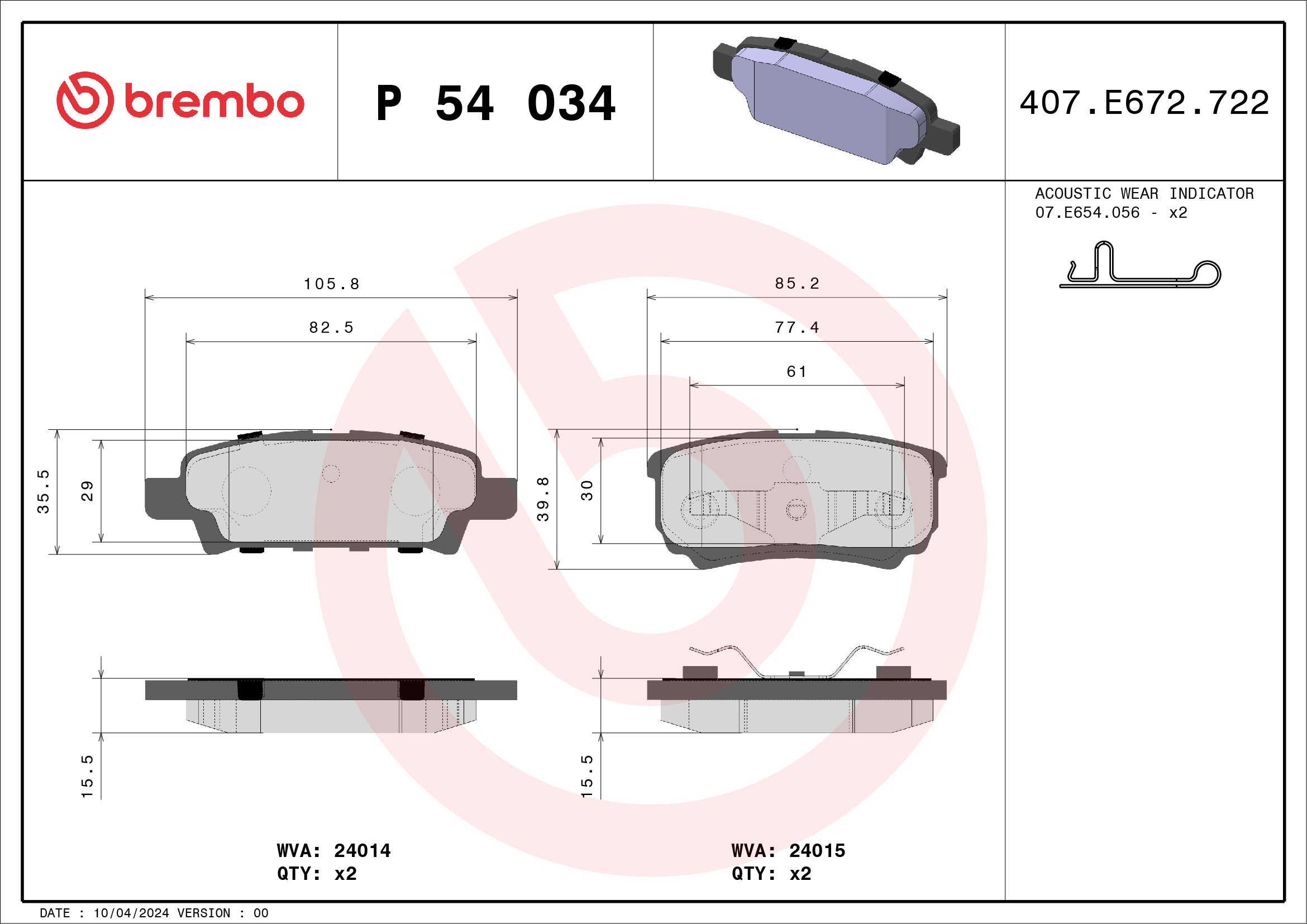 Placute frana BREMBO P 54 034