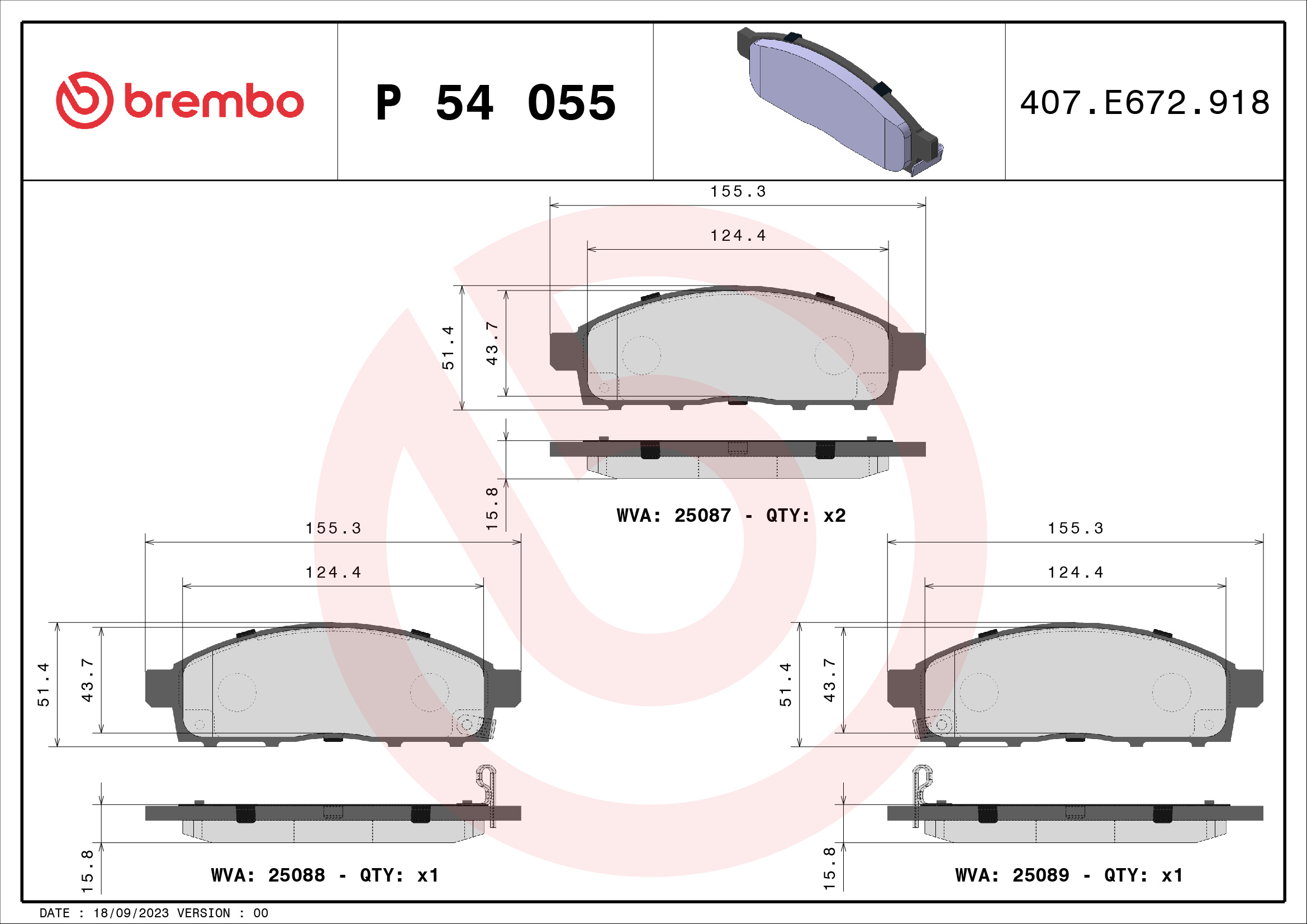 Placute frana BREMBO P 54 055