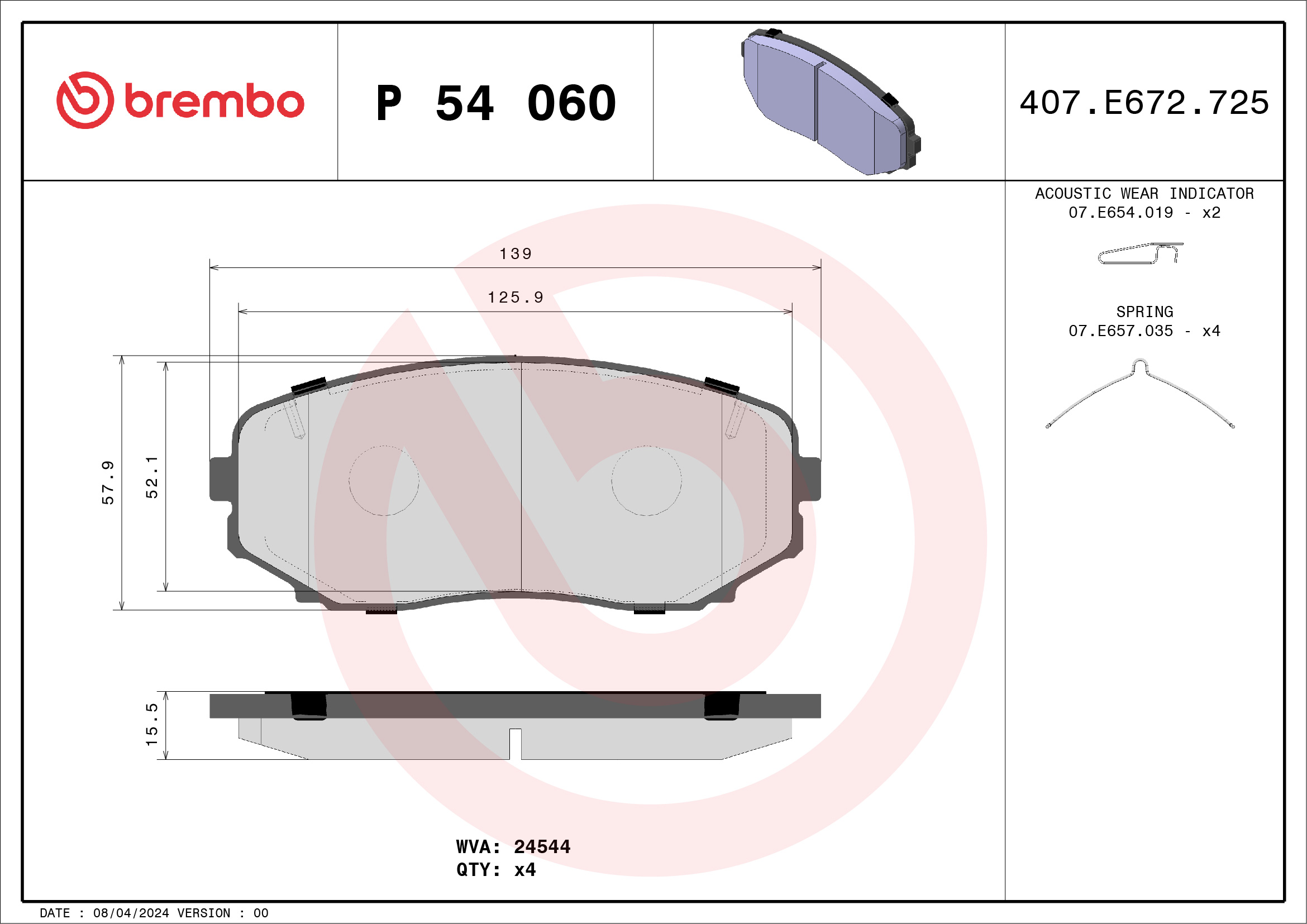 Placute frana BREMBO P 54 060