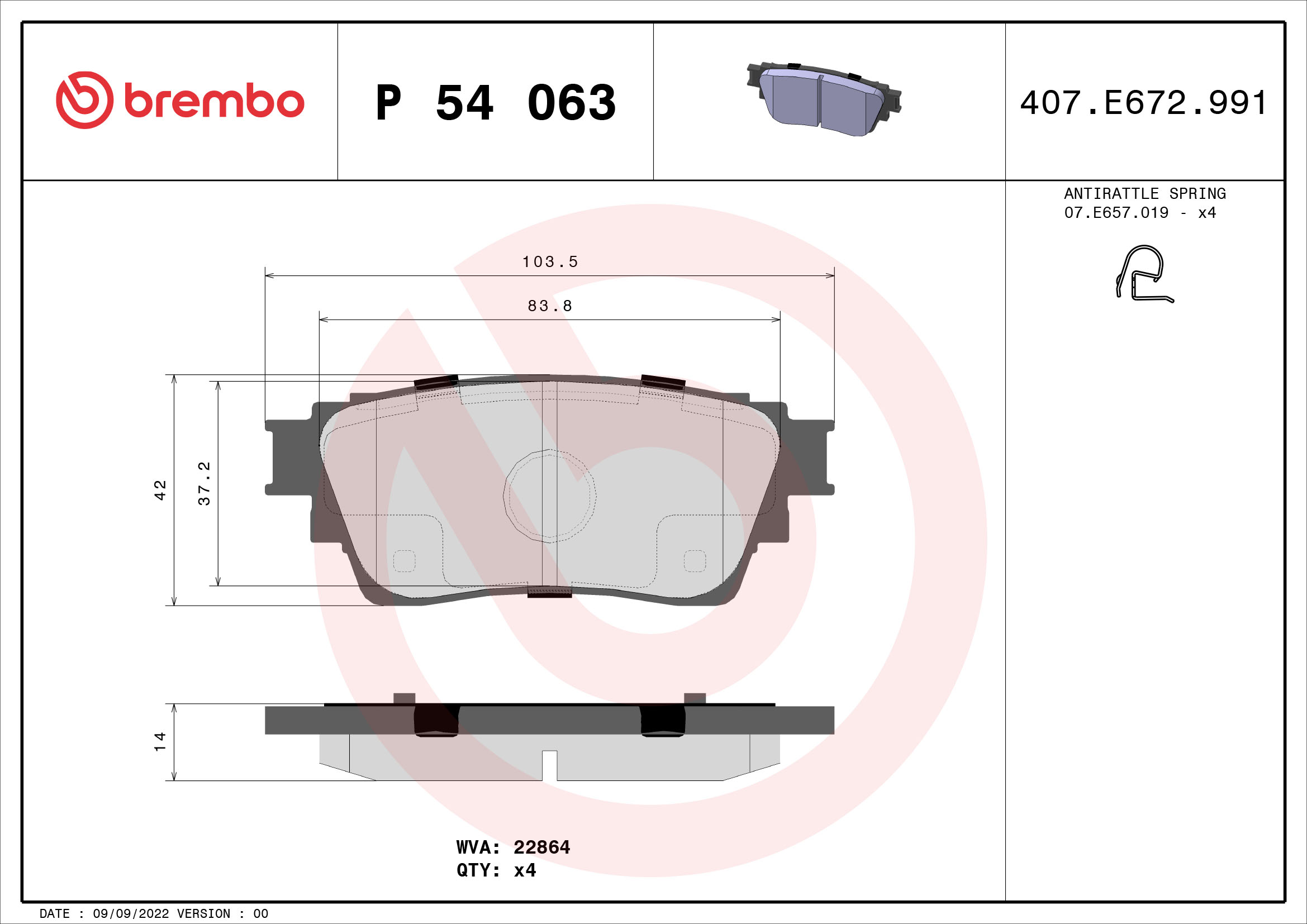 Placute frana BREMBO P 54 063