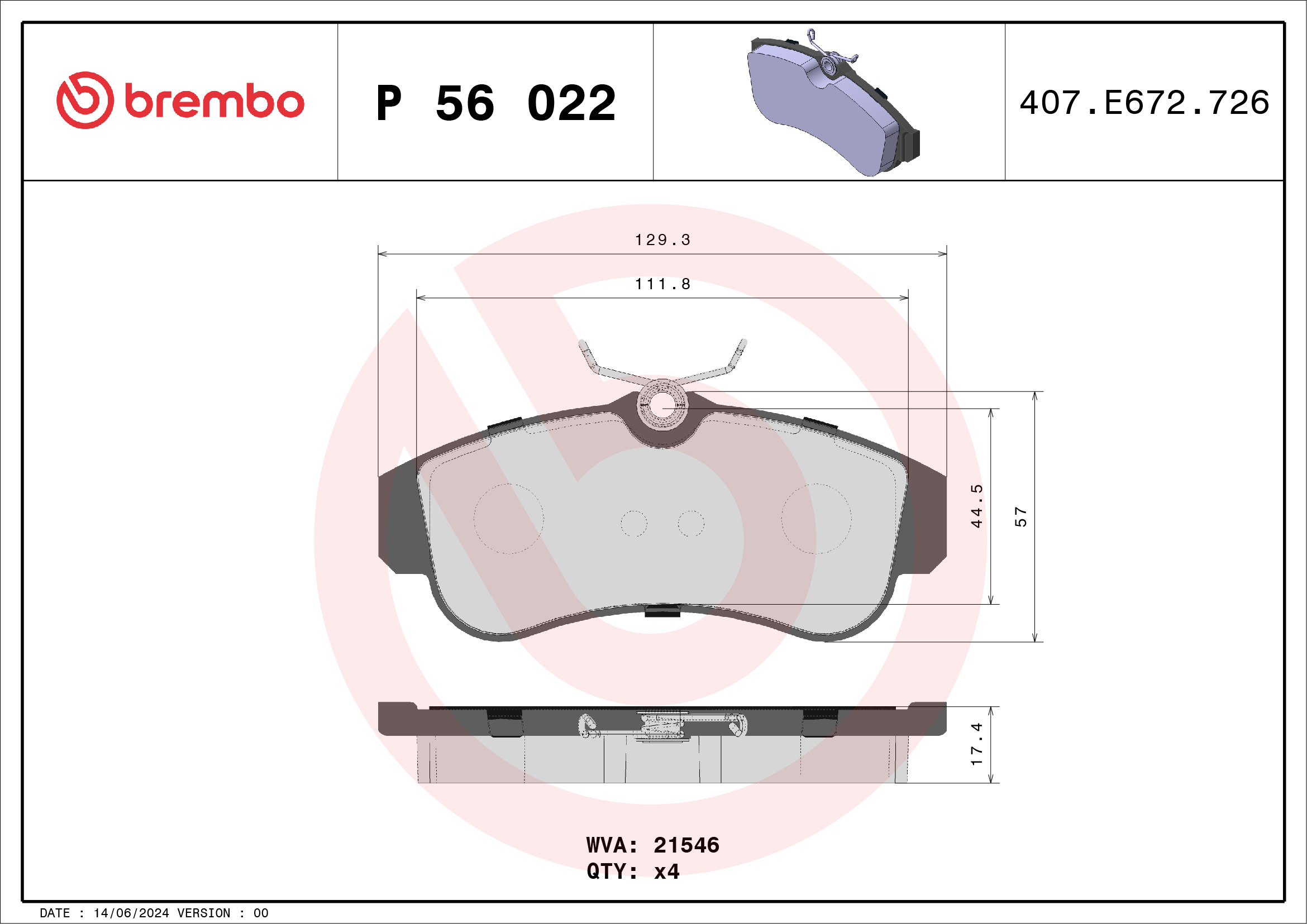 Placute frana BREMBO P 56 022