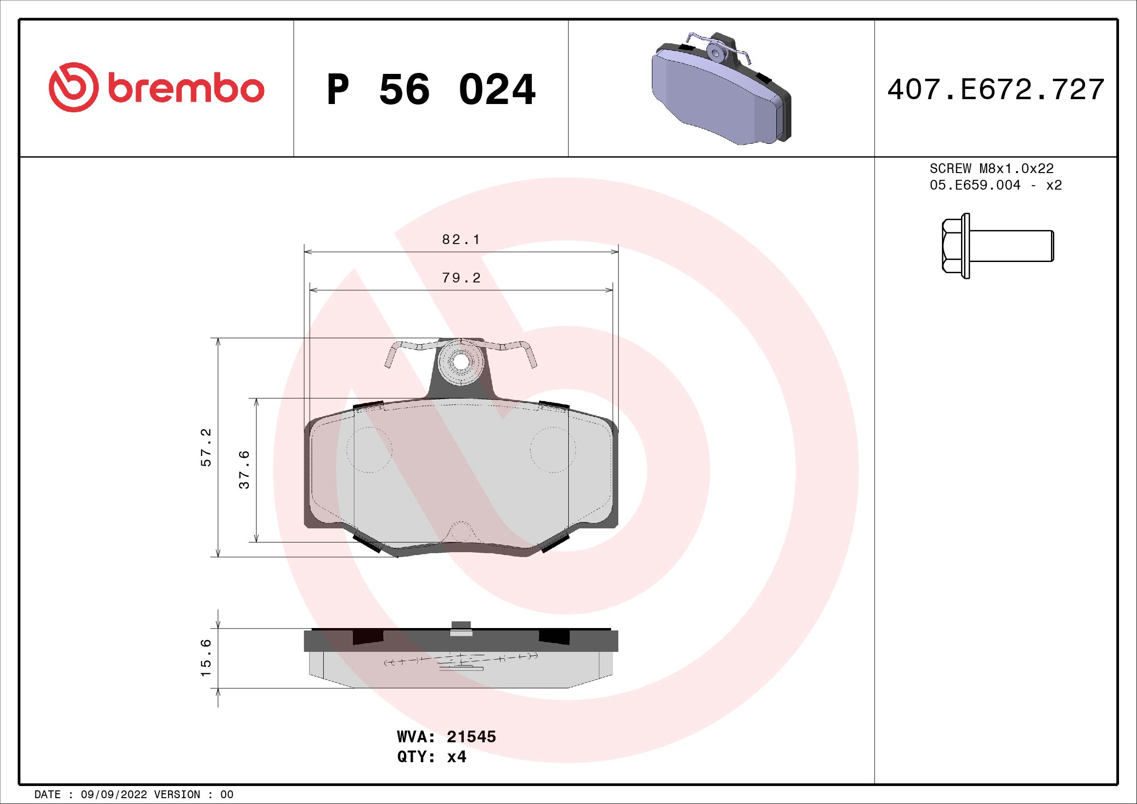 Placute frana BREMBO P 56 024