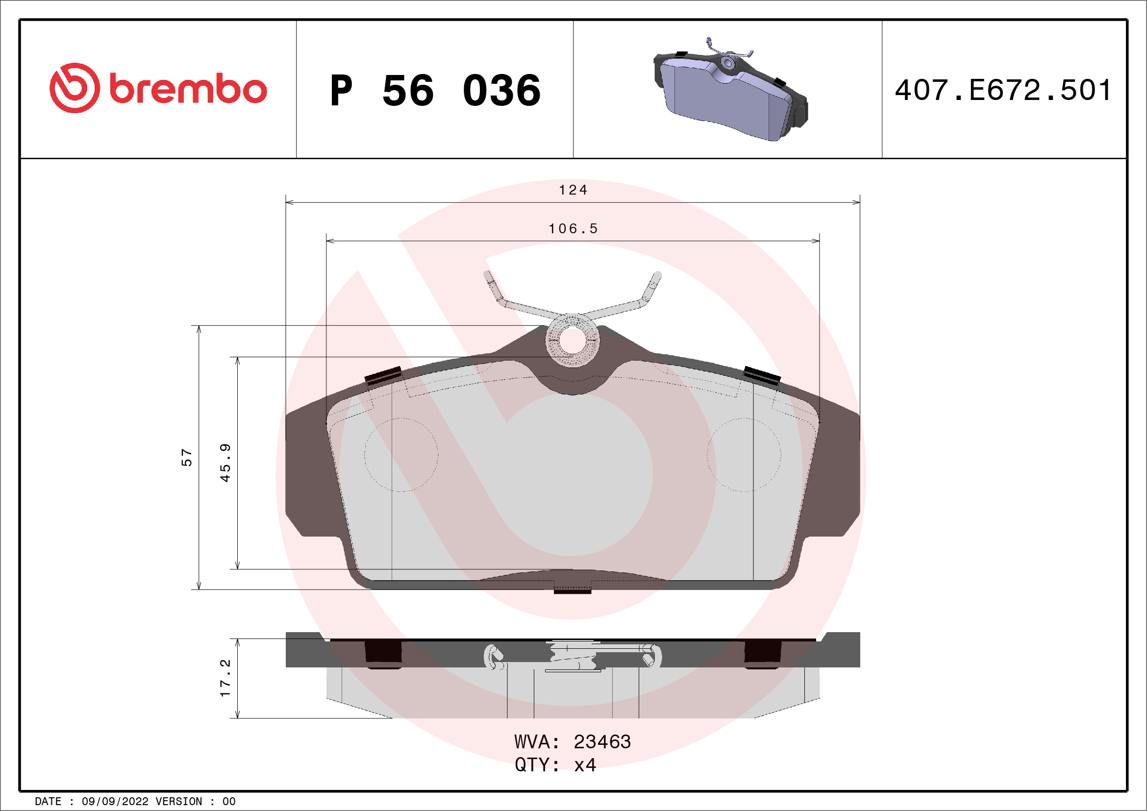 Placute frana BREMBO P 56 036