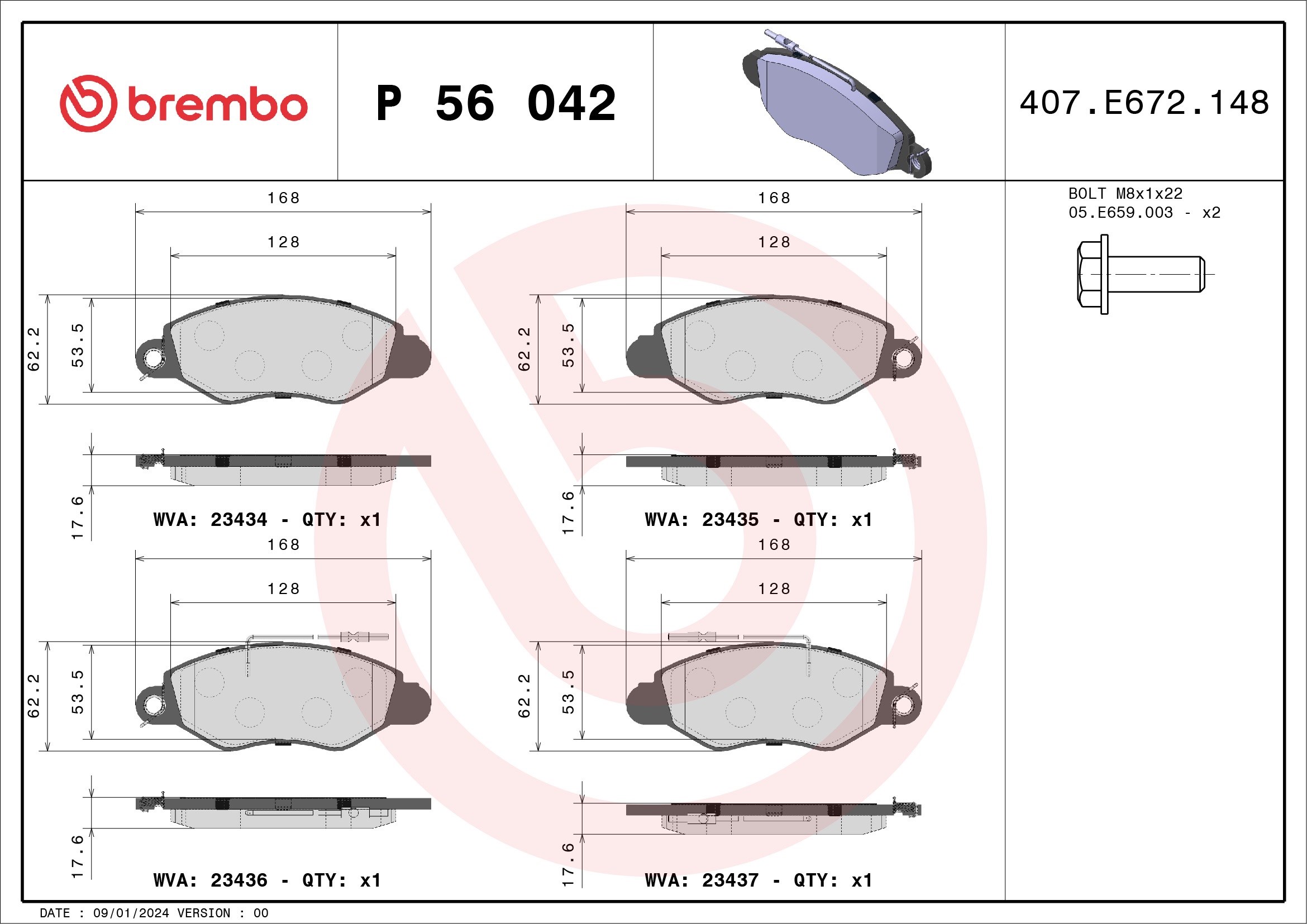 Placute frana BREMBO P 56 042