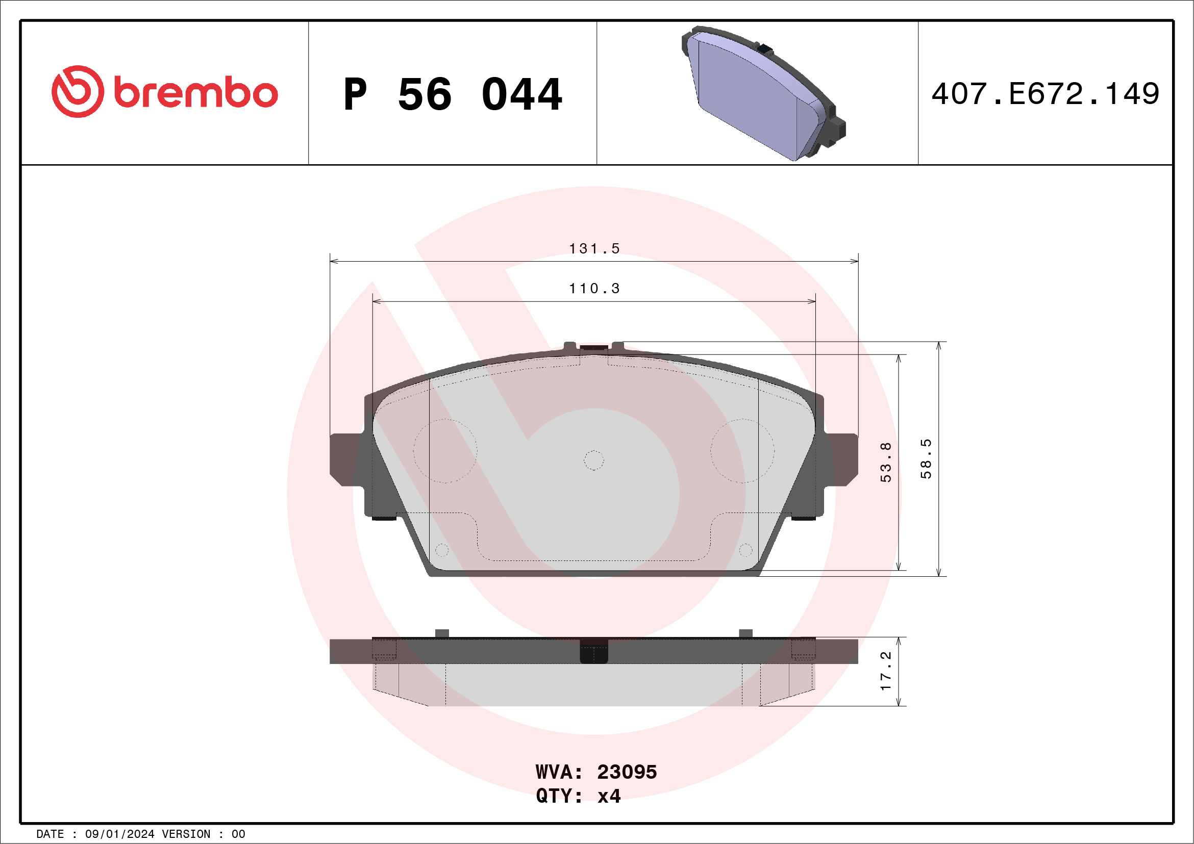 Placute frana BREMBO P 56 044