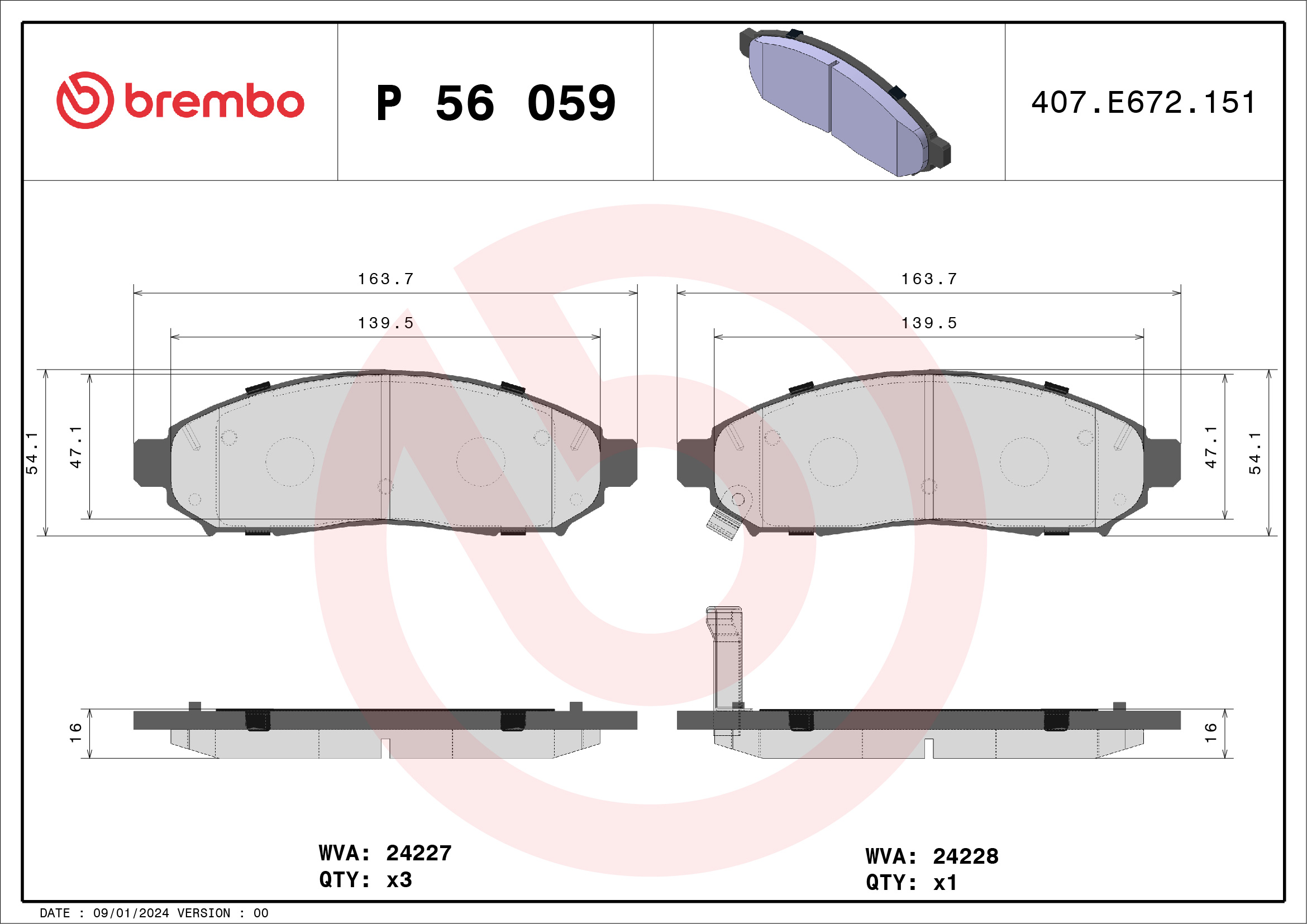 Placute frana BREMBO P 56 059