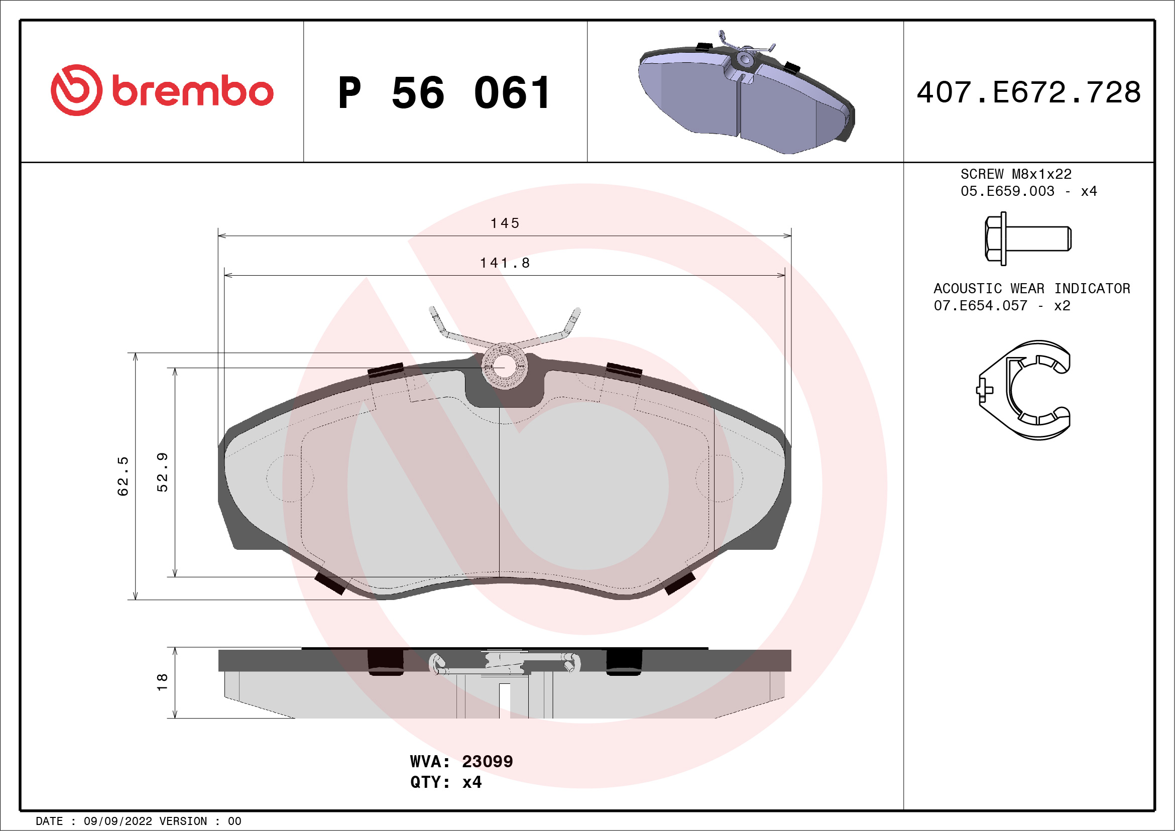Placute frana BREMBO P 56 061