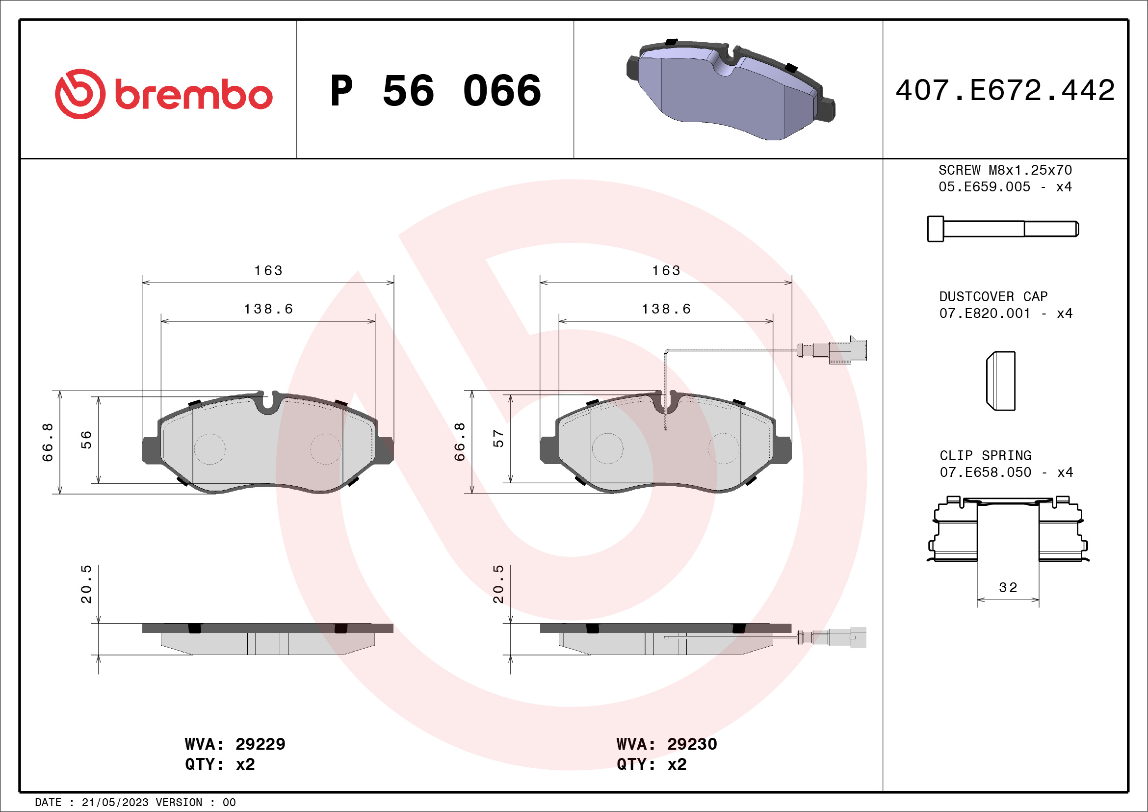Placute frana BREMBO P 56 066