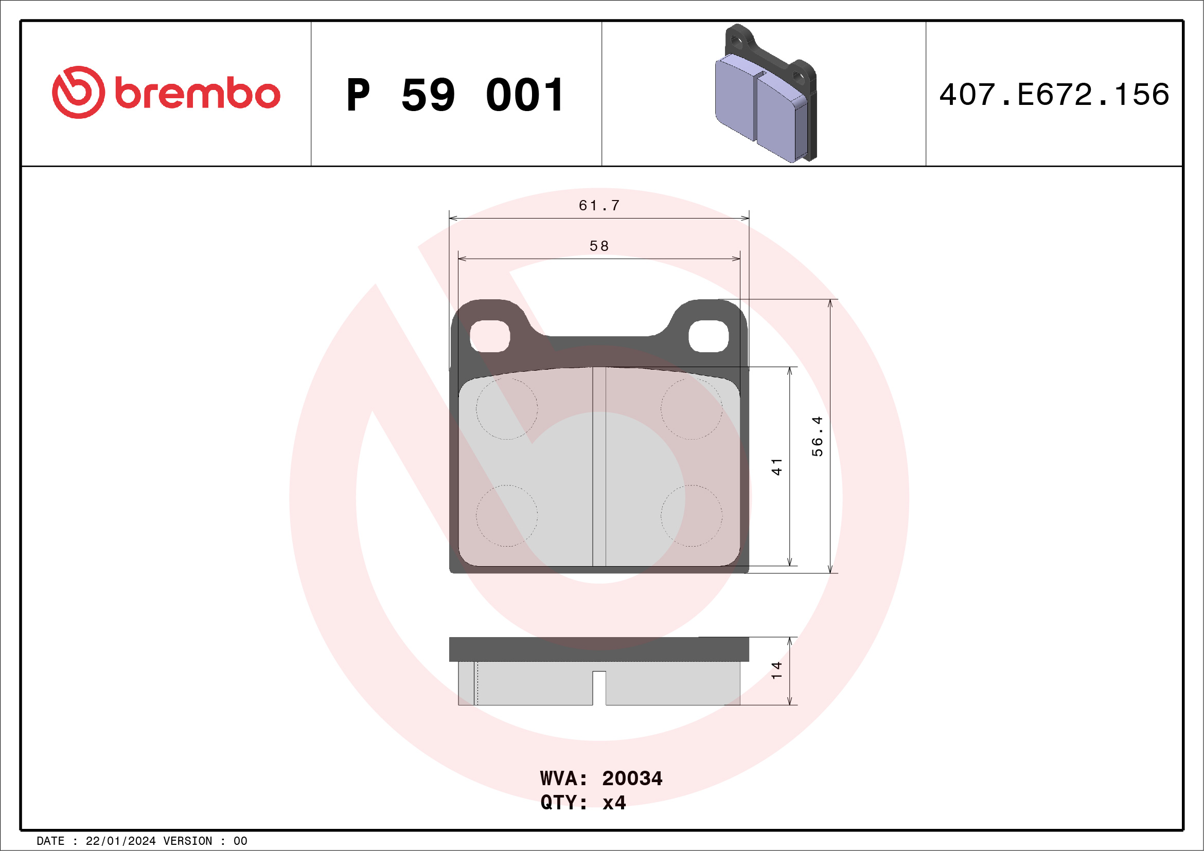 Placute frana BREMBO P 59 001