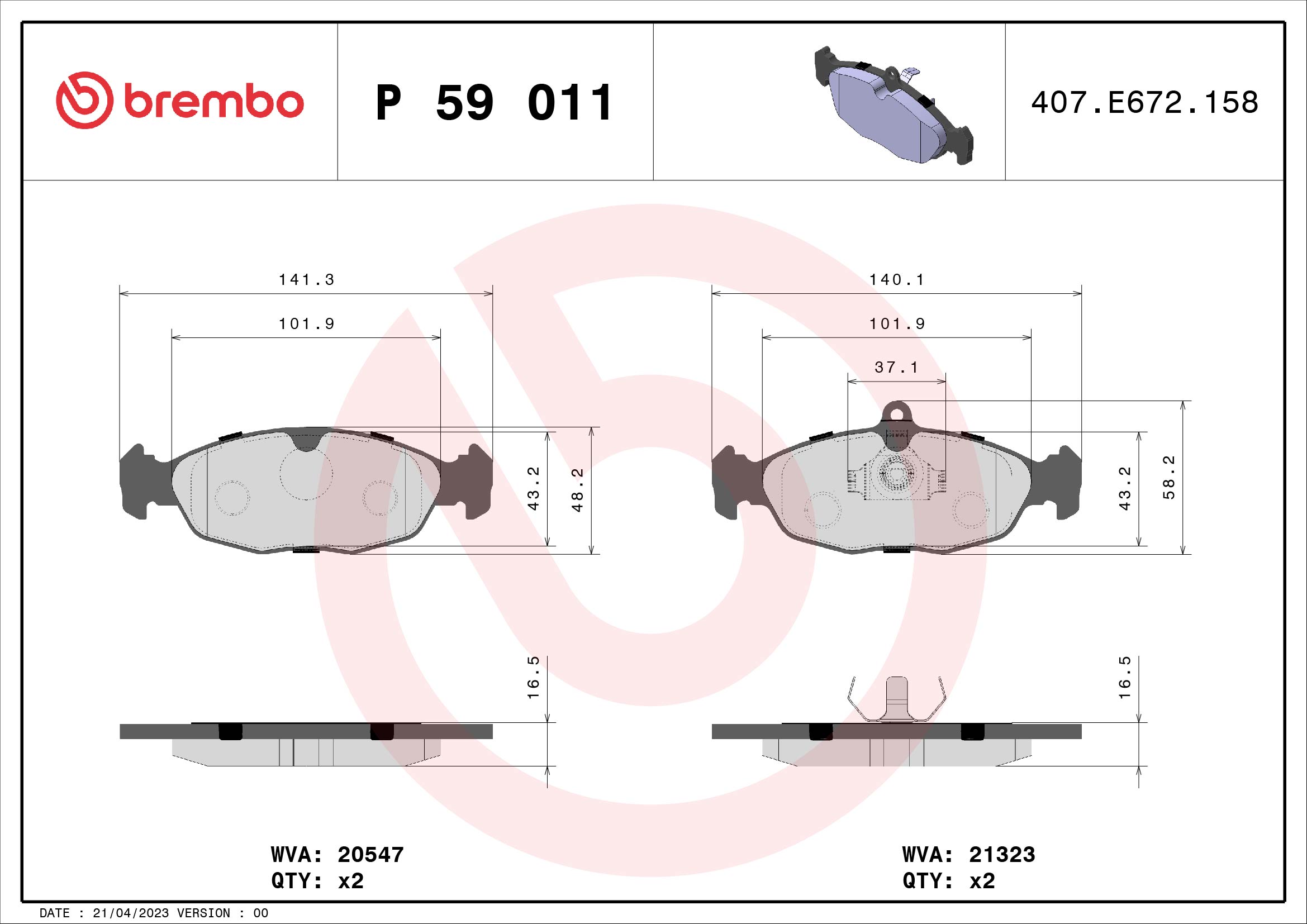 Placute frana BREMBO P 59 011
