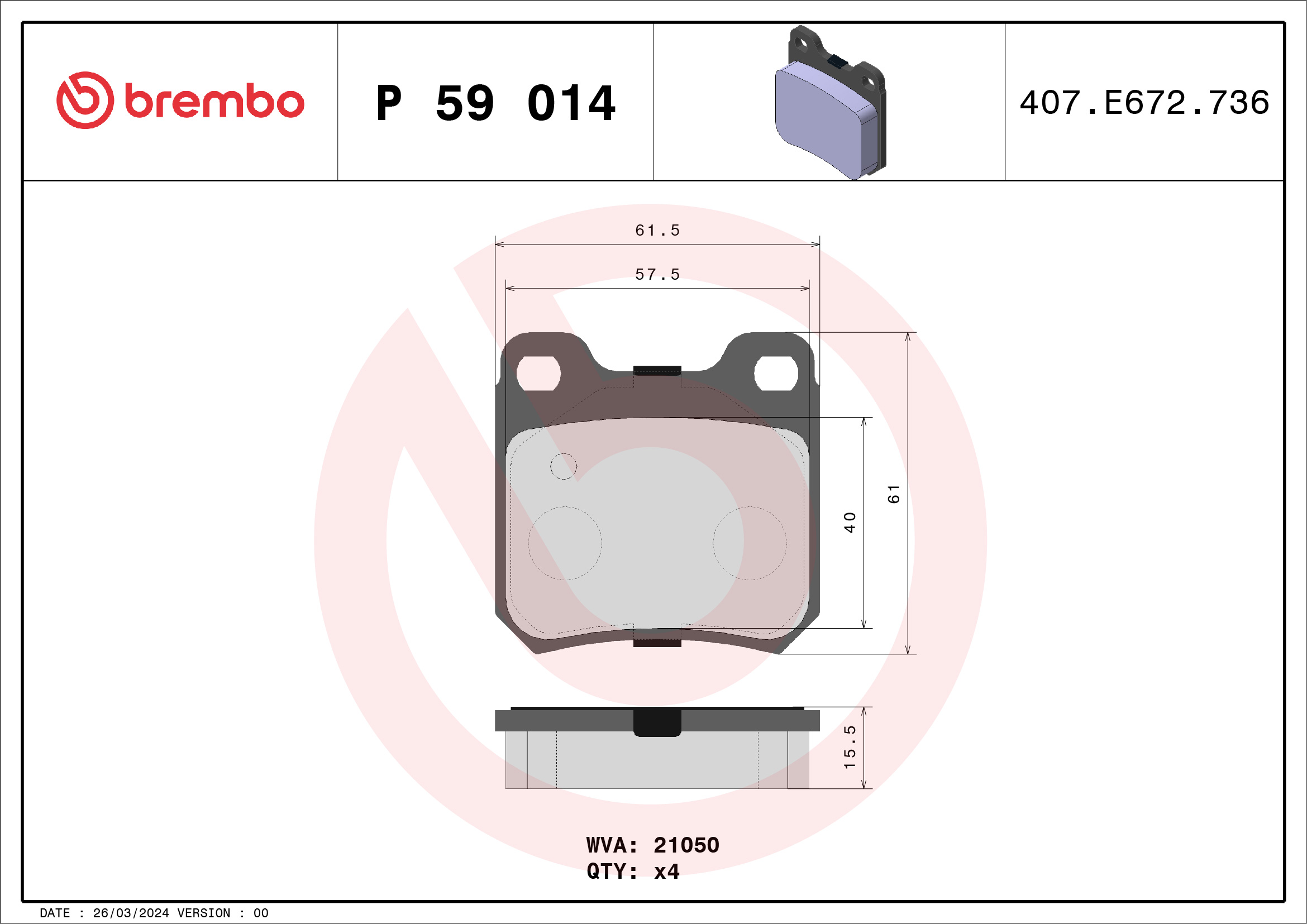 Placute frana BREMBO P 59 014
