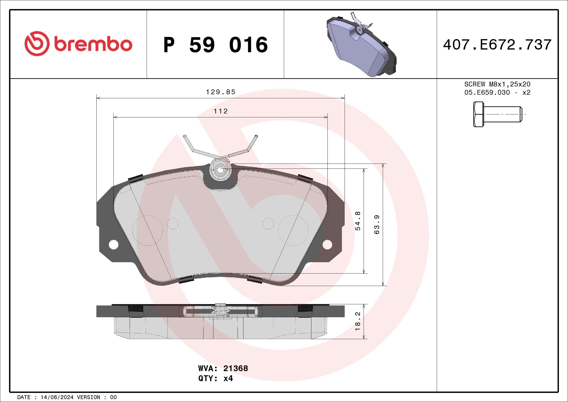 Placute frana BREMBO P 59 016