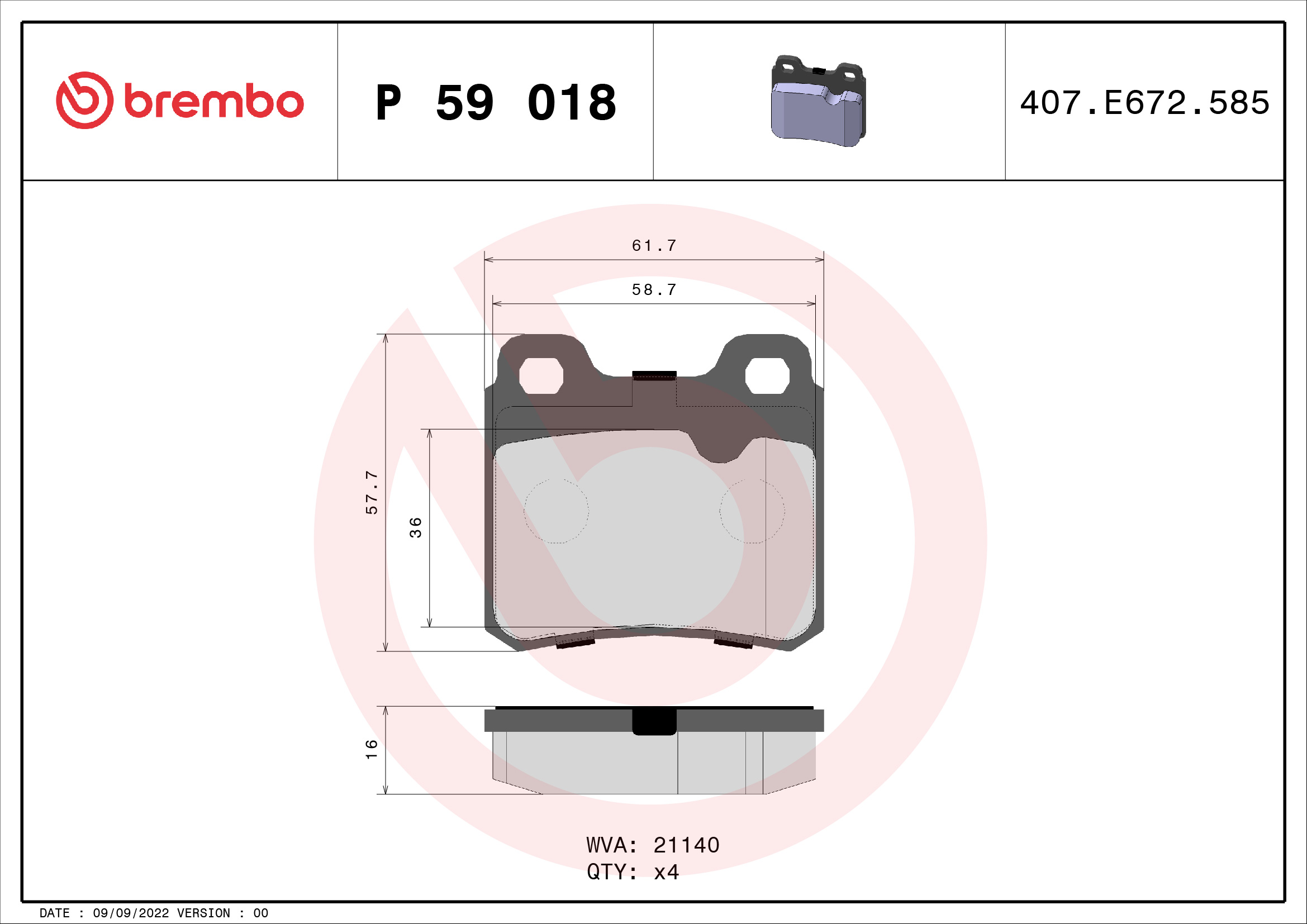 Placute frana BREMBO P 59 018