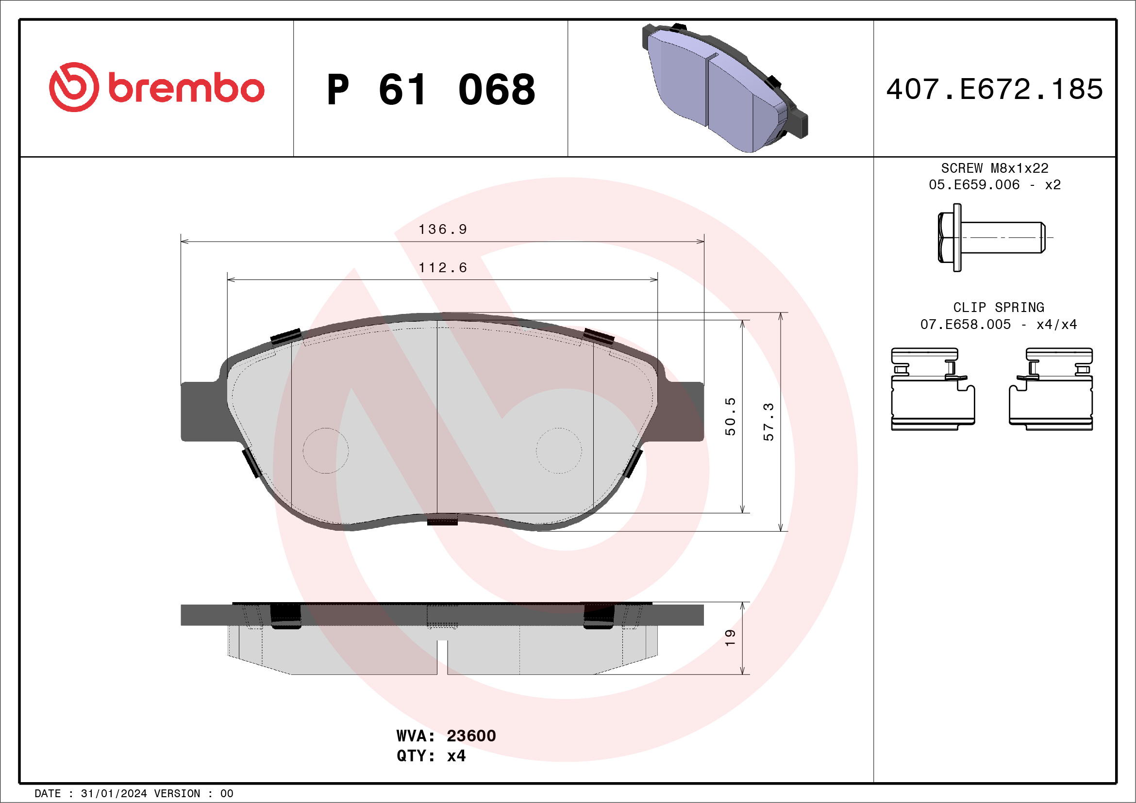 Placute frana BREMBO P61068