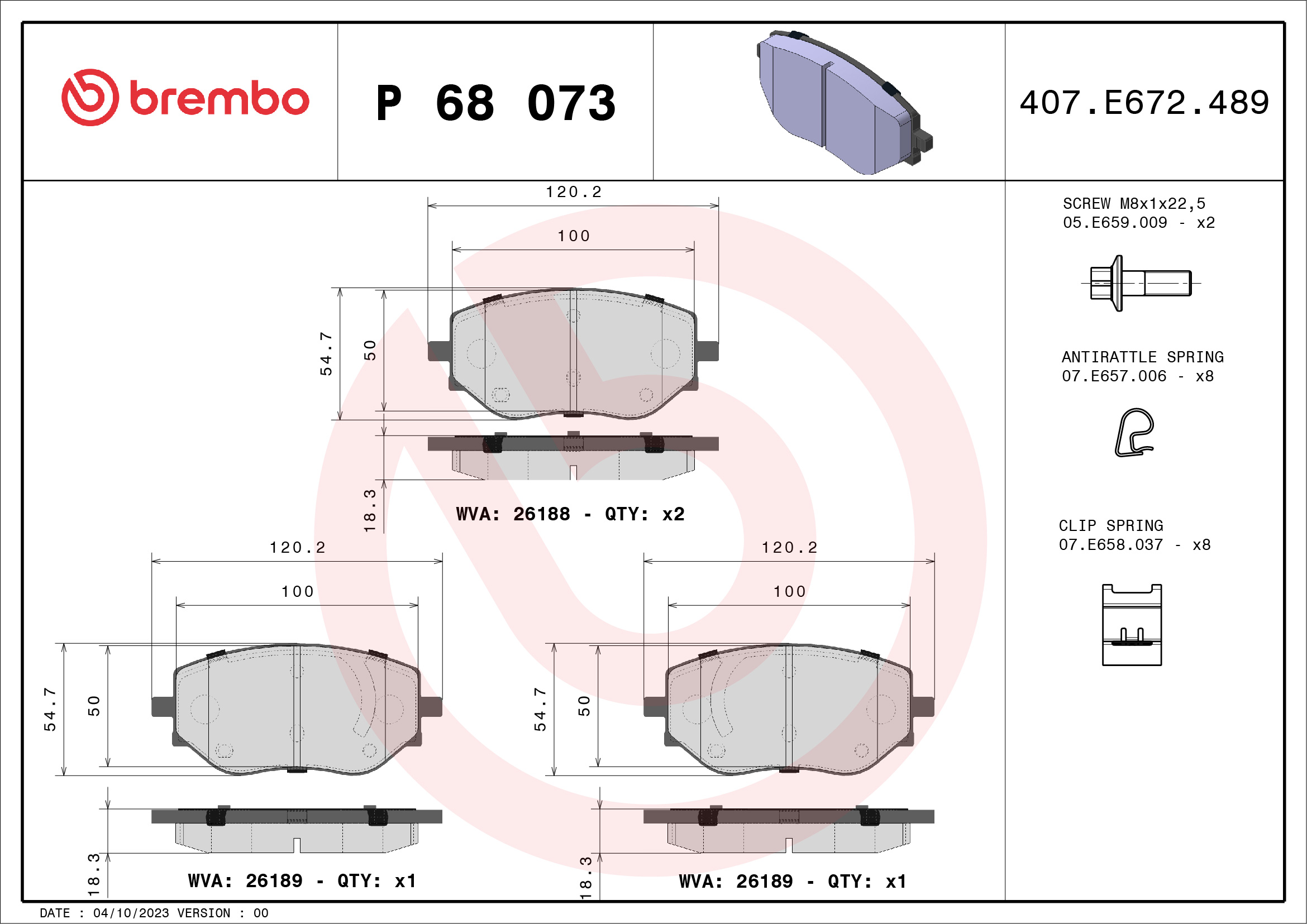 Placute frana BREMBO P 68 073